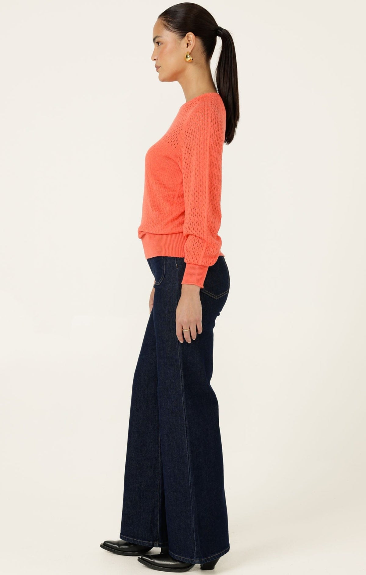 Long Sleeve Ripple Knit Top In Coral by Sacha Drake - image 6