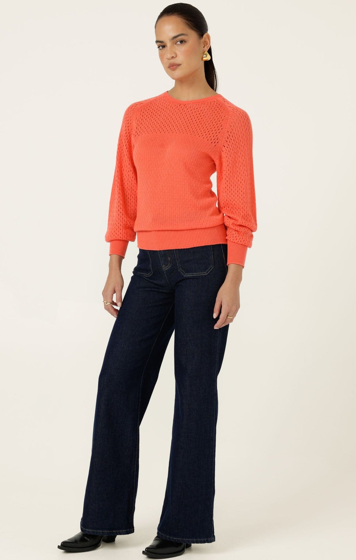 Long Sleeve Ripple Knit Top In Coral by Sacha Drake - image 5