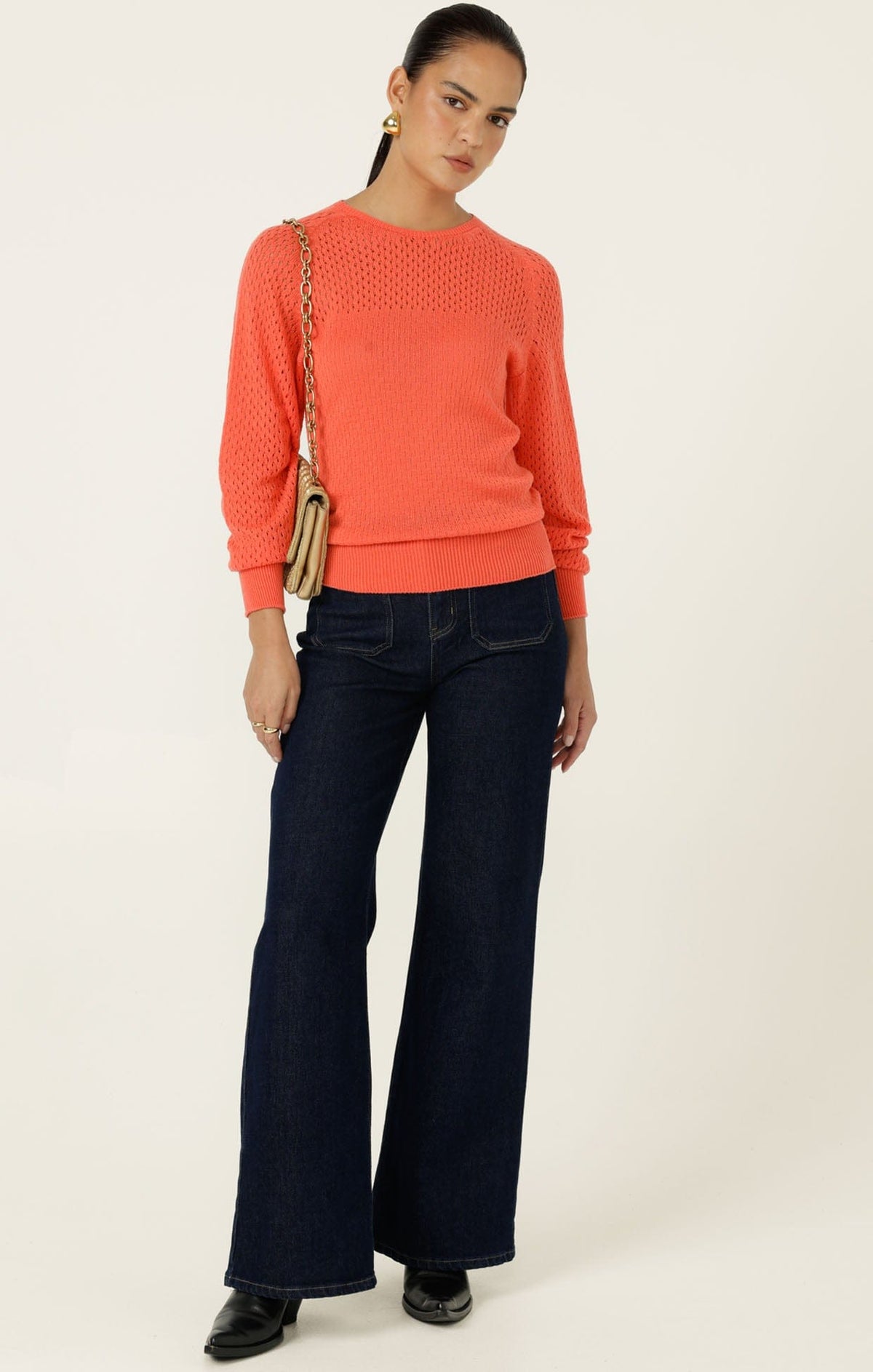 Long Sleeve Ripple Knit Top In Coral by Sacha Drake - image 3