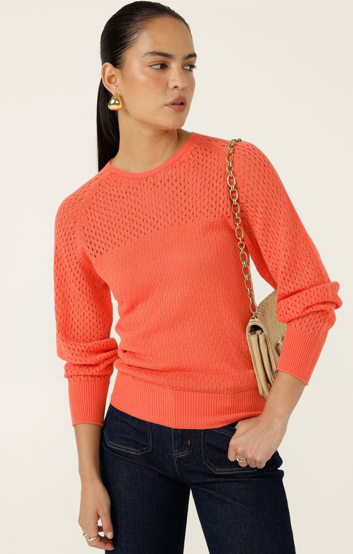 Long Sleeve Ripple Knit Top In Coral by Sacha Drake - image 4