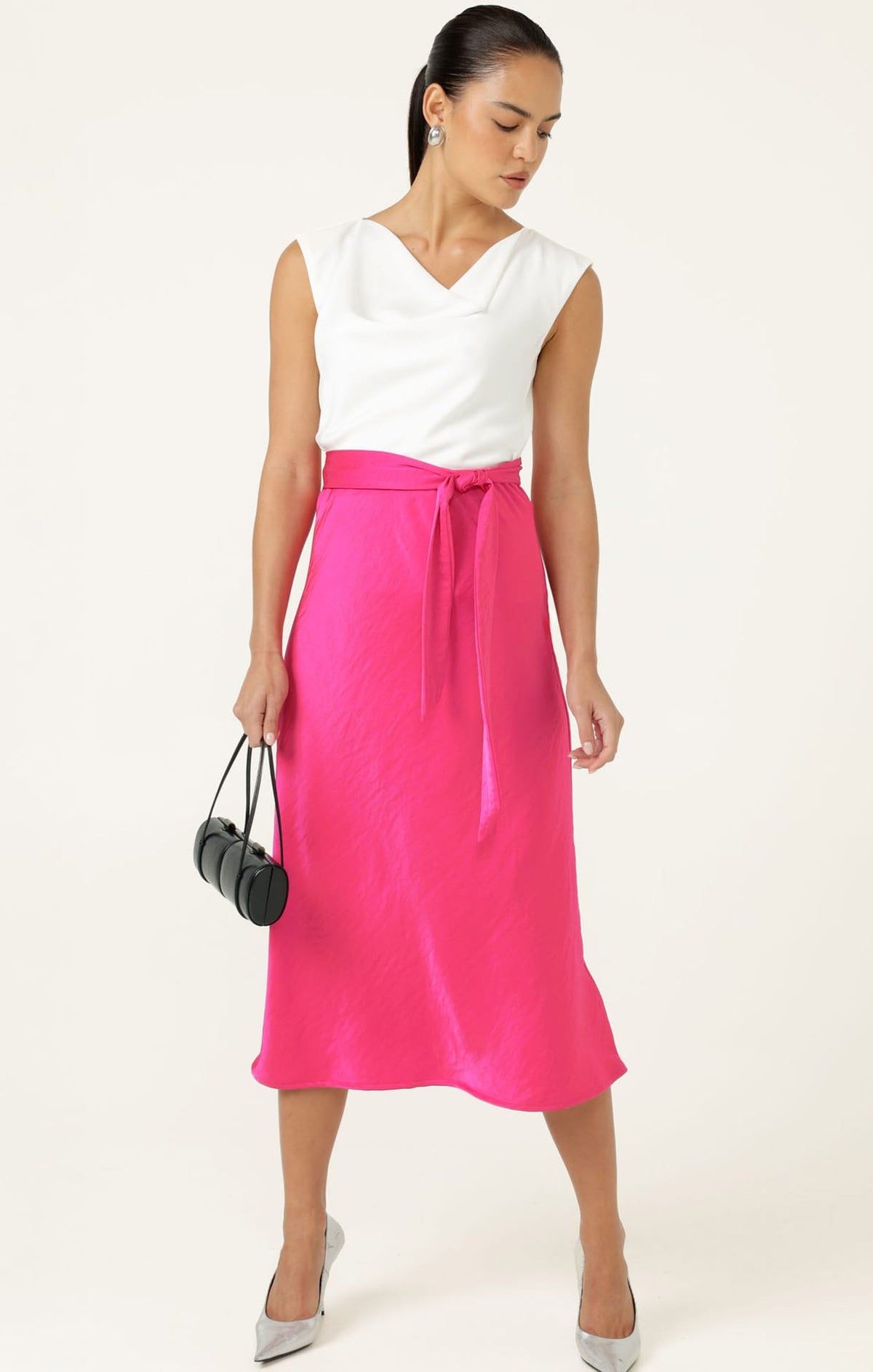 Luxe Bias Midi Skirt In Pink by Sacha Drake - image 3
