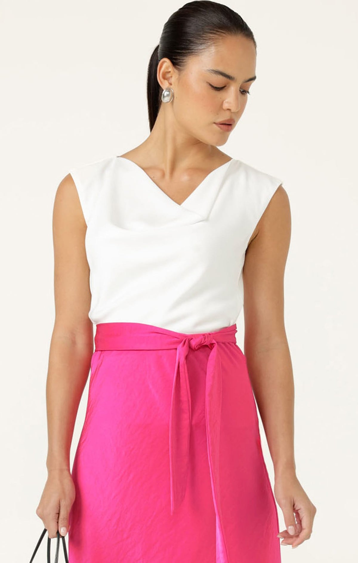 Cowl Bias Top In White by Sacha Drake - image 3