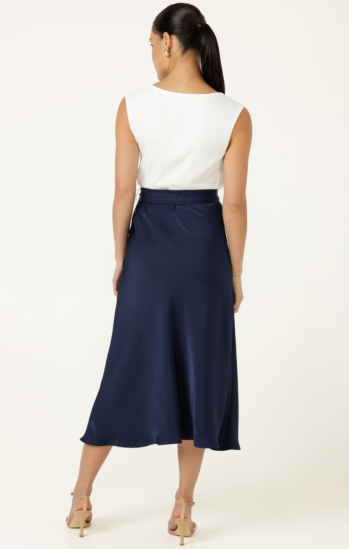 Luxe Bias Midi Skirt In Navy by Sacha Drake - image 7
