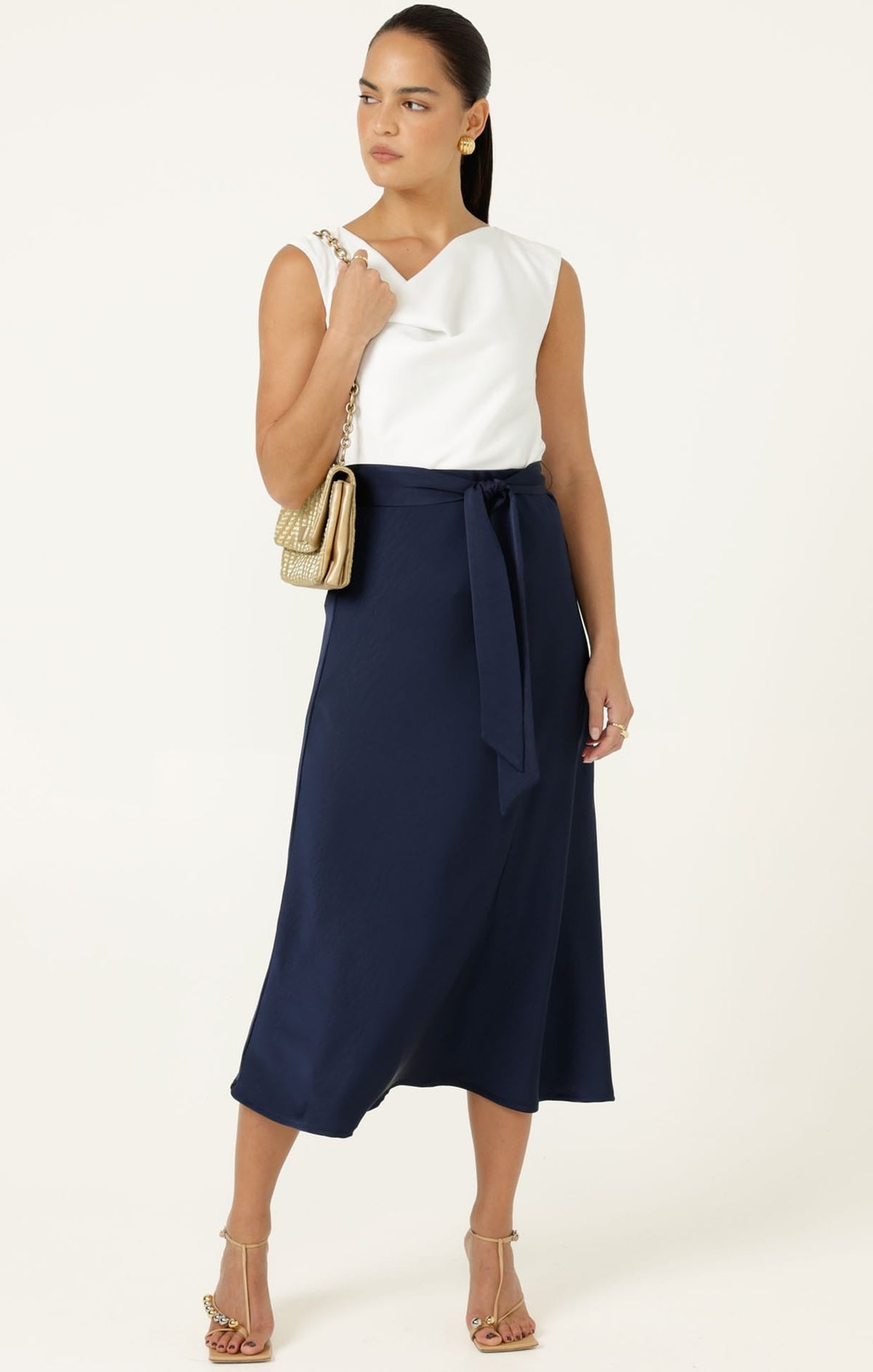 Luxe Bias Midi Skirt In Navy by Sacha Drake - image 3