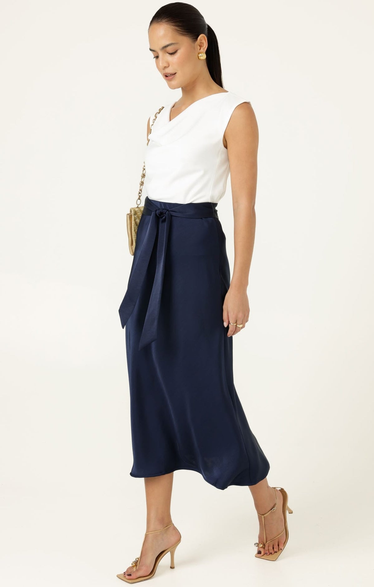 Luxe Bias Midi Skirt In Navy by Sacha Drake - image 5
