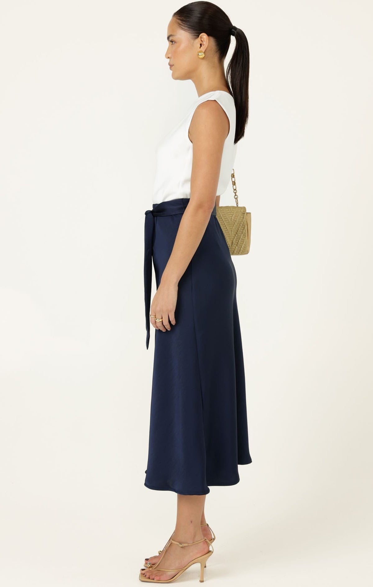 Luxe Bias Midi Skirt In Navy by Sacha Drake - image 6