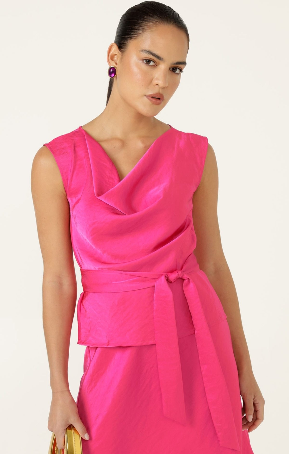 Luxe Cowl Bias Top In Pink by Sacha Drake - image 8