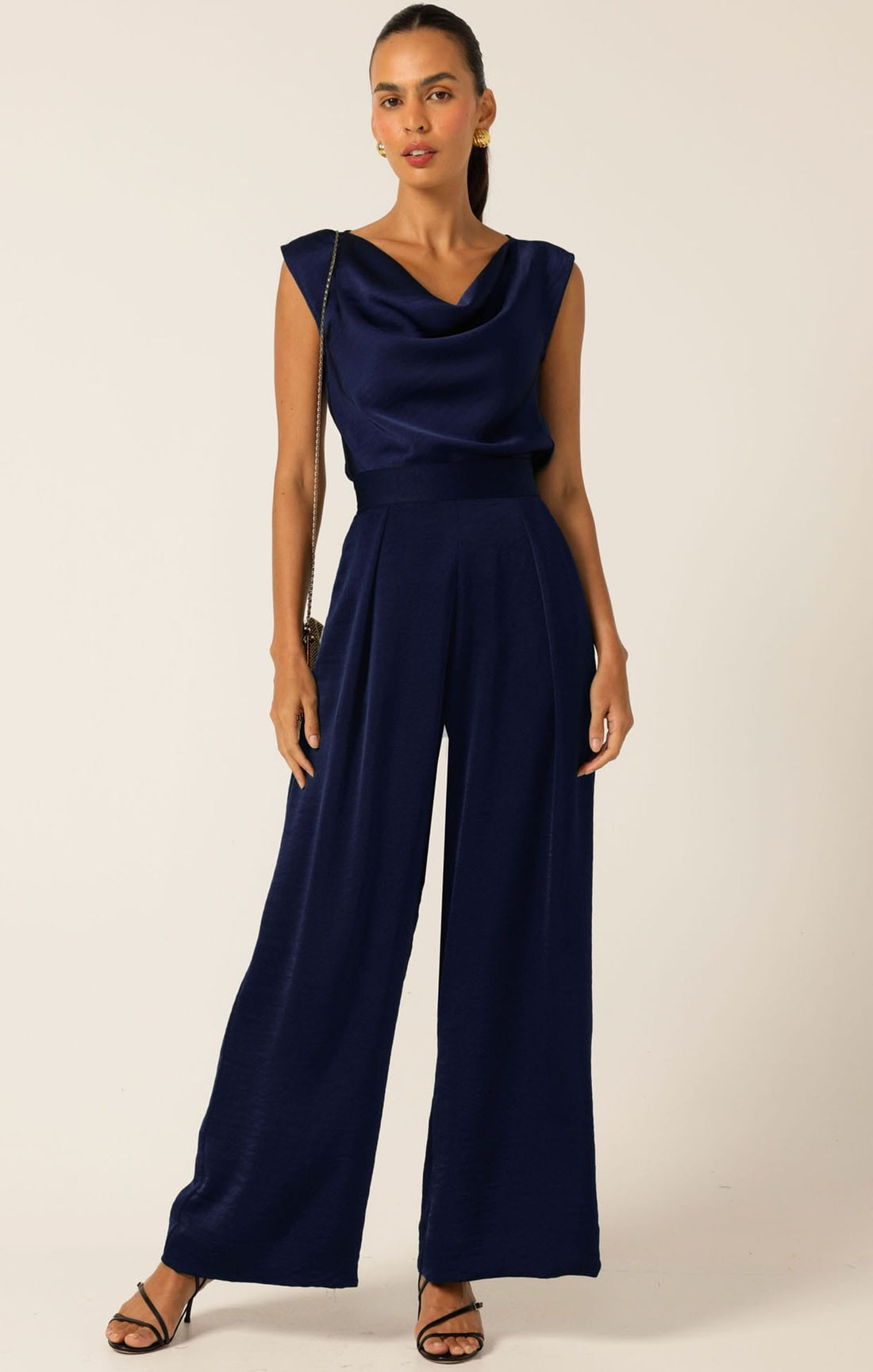 Luxe Cowl Bias Top In Navy by Sacha Drake