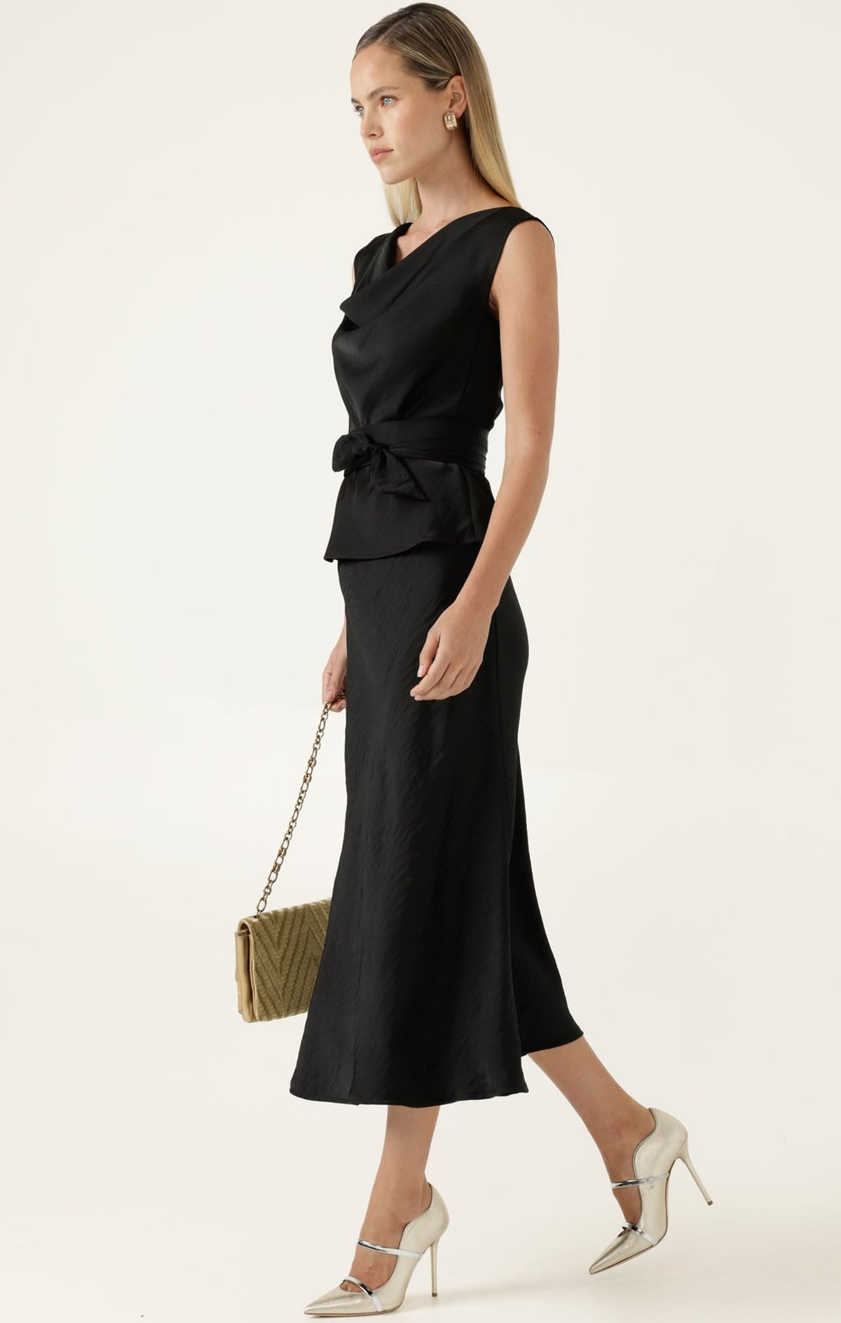 Luxe Bias Midi Skirt In Black by Sacha Drake - image 5