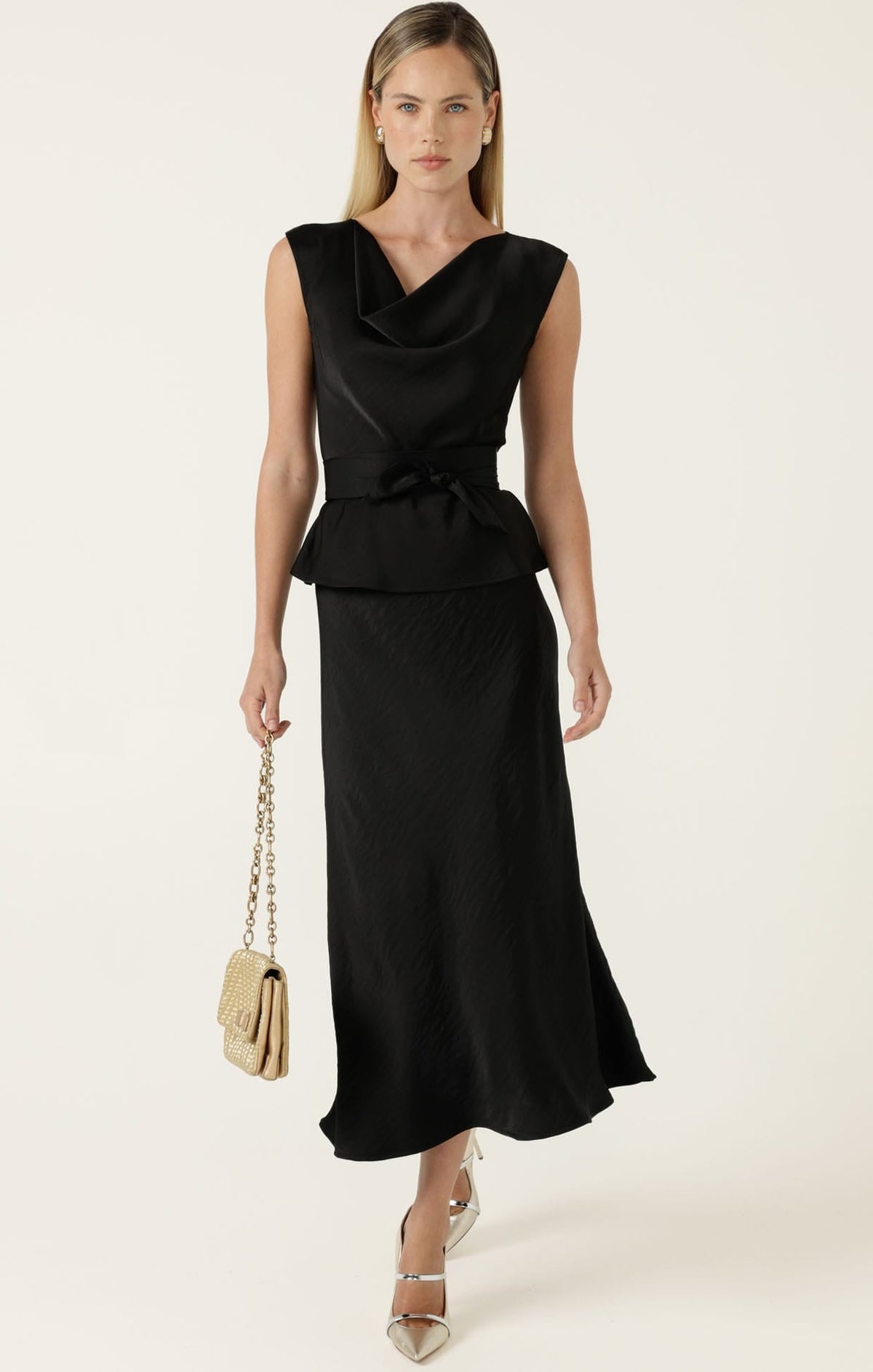 Luxe Bias Midi Skirt In Black by Sacha Drake - image 4