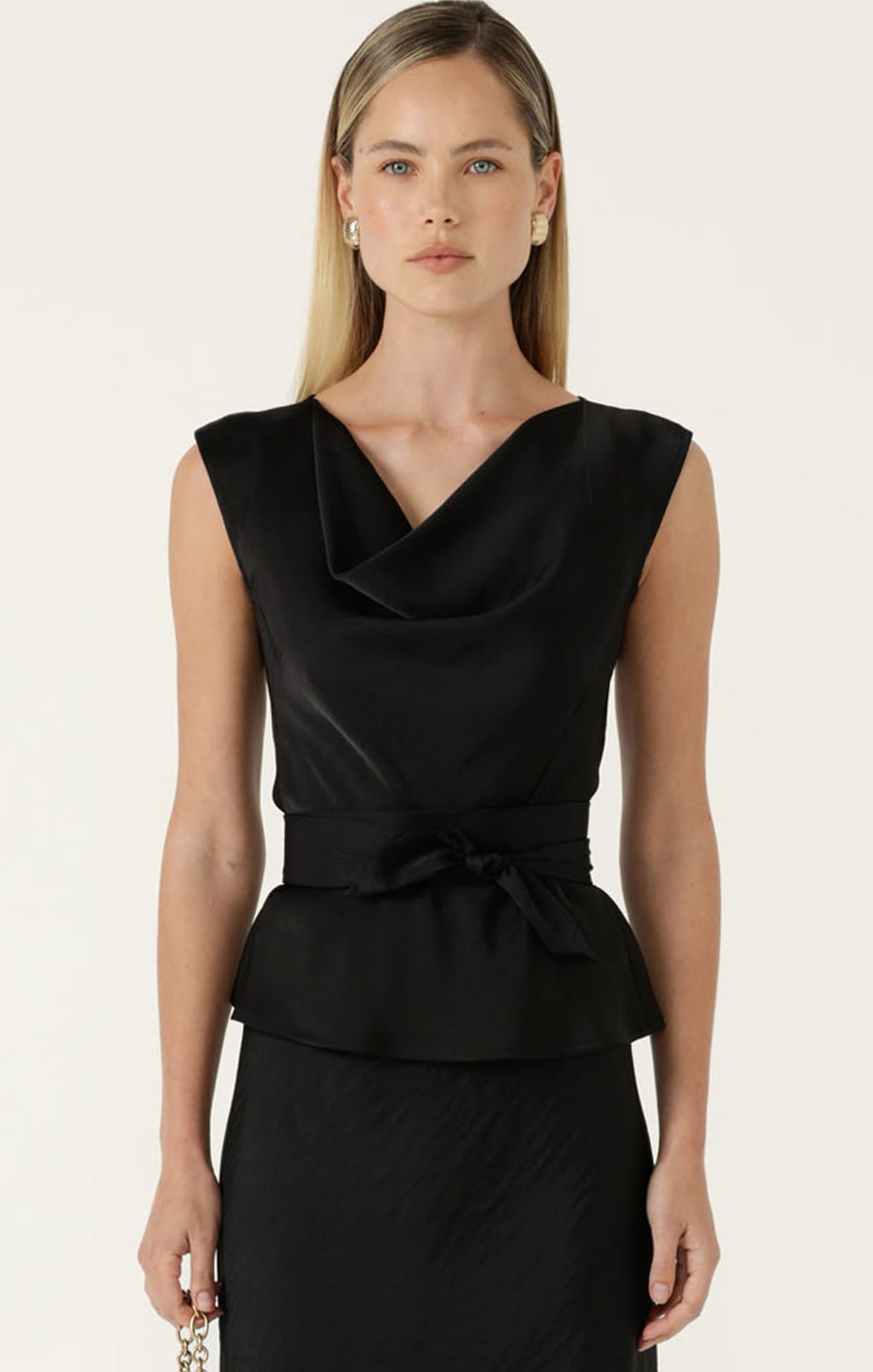 Luxe Cowl Bias Top In Black by Sacha Drake - image 5