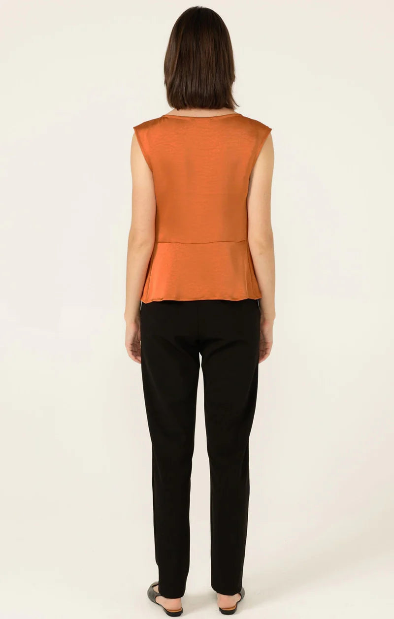 LUXE COWL BIAS TOP IN COPPER | Satin Cowl Neck Top