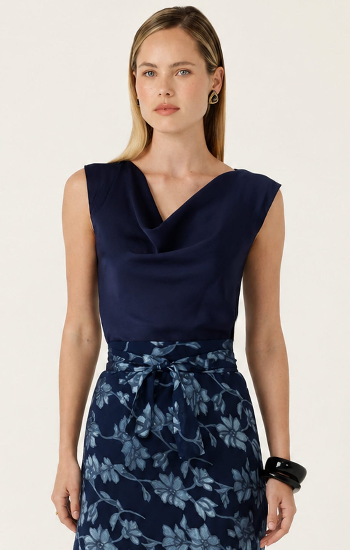 Luxe Cowl Bias Top In Navy by Sacha Drake - image 10