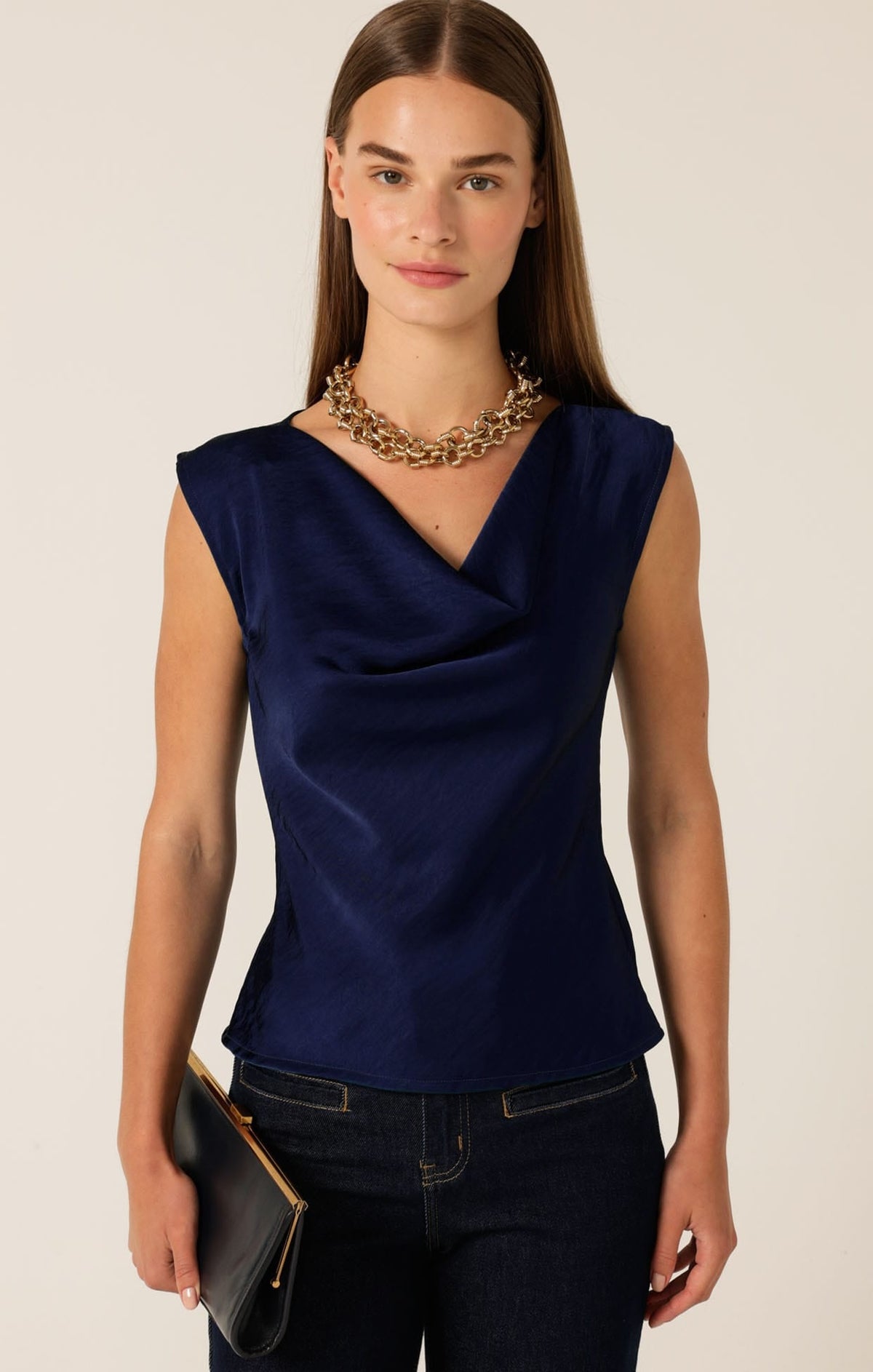 Luxe Cowl Bias Top In Navy by Sacha Drake - image 5