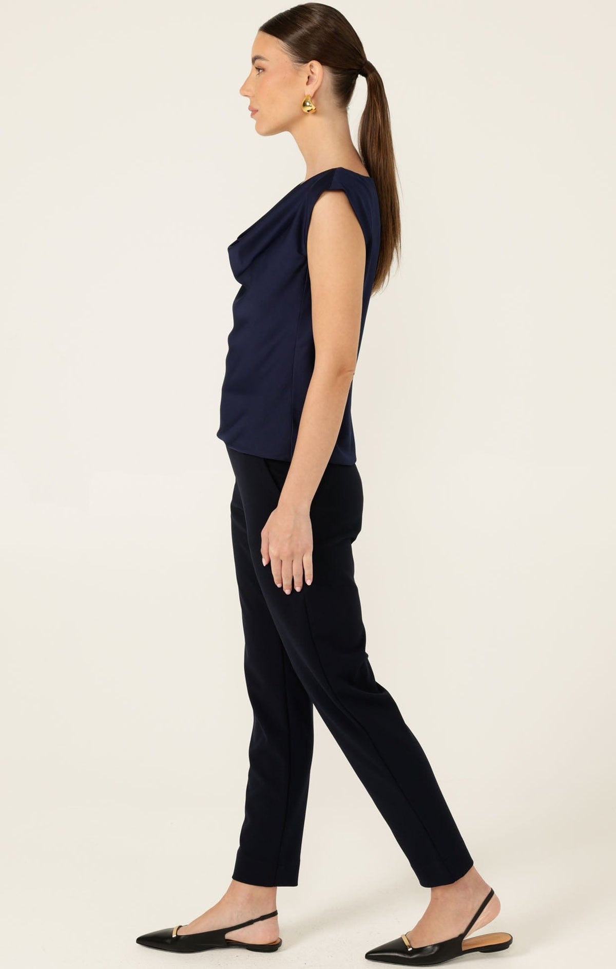 Cowl Bias Top In Navy by Sacha Drake - image 4
