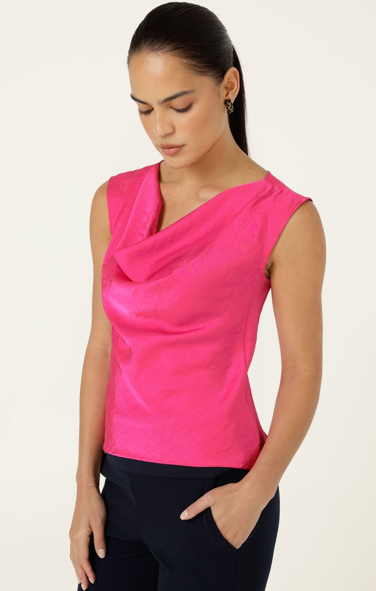 Luxe Cowl Bias Top In Pink by Sacha Drake - image 5