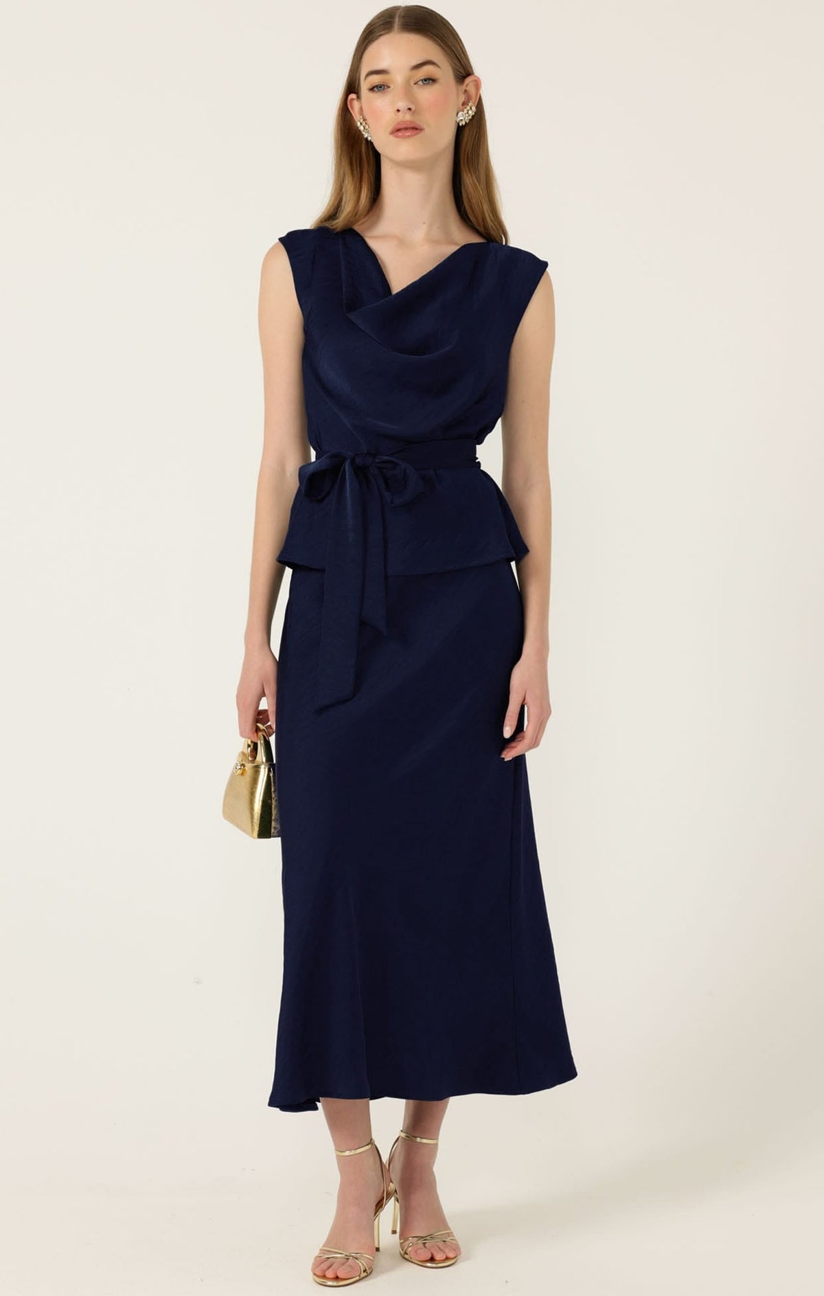 Luxe Cowl Bias Top In Navy by Sacha Drake - image 4