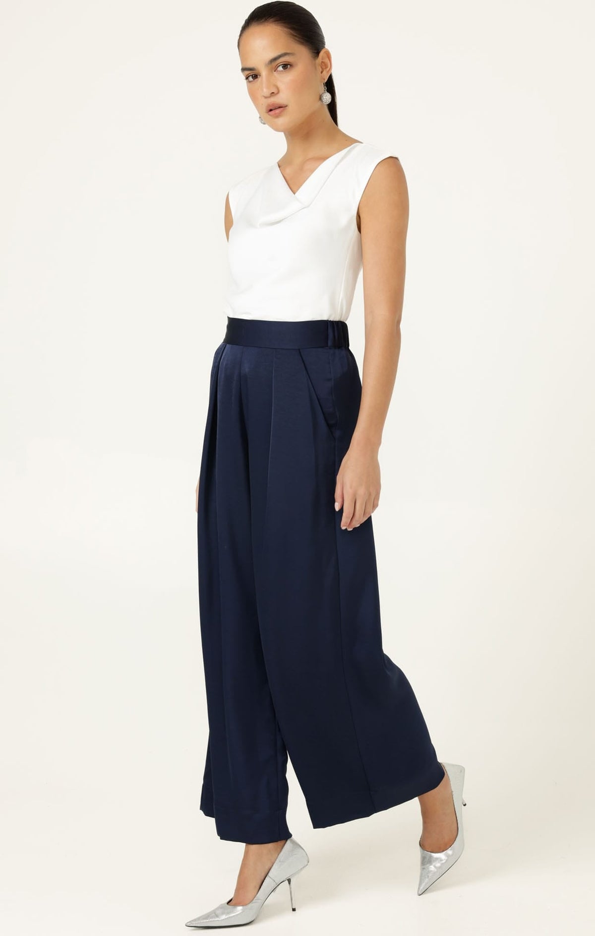 Luxe Pleated Trouser In Navy by Sacha Drake - image 8