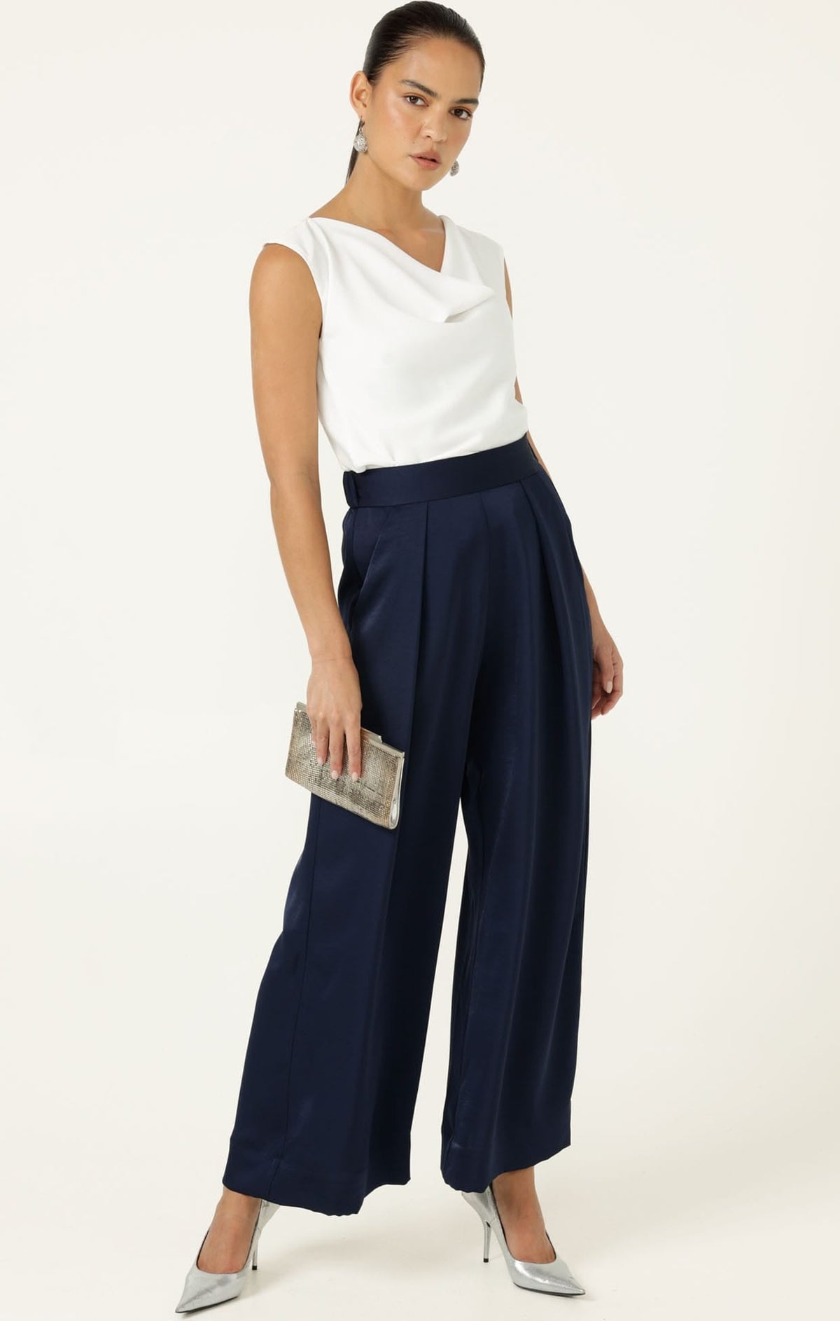 Luxe Pleated Trouser In Navy by Sacha Drake - image 6