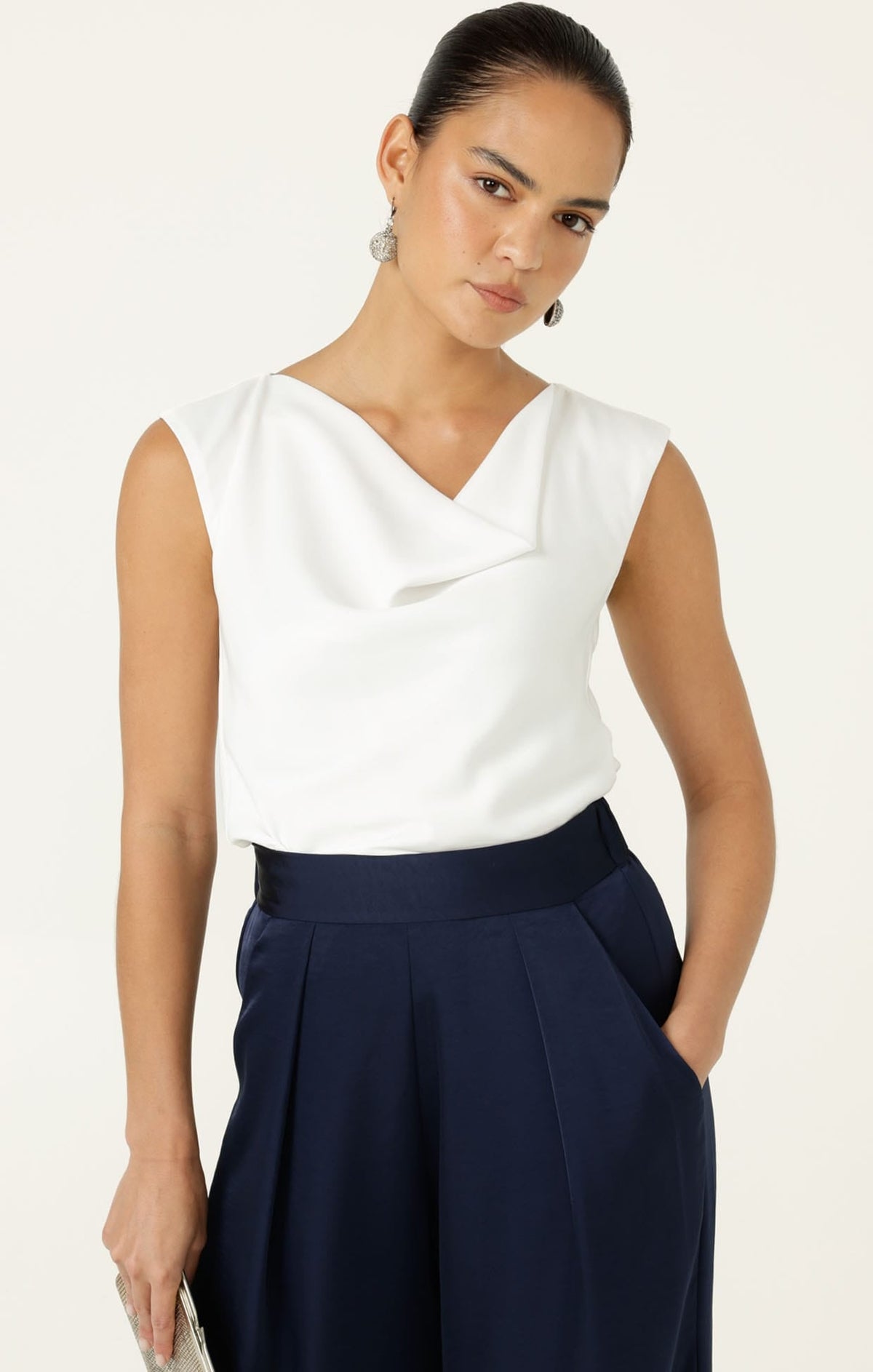 Cowl Bias Top In White by Sacha Drake - image 5