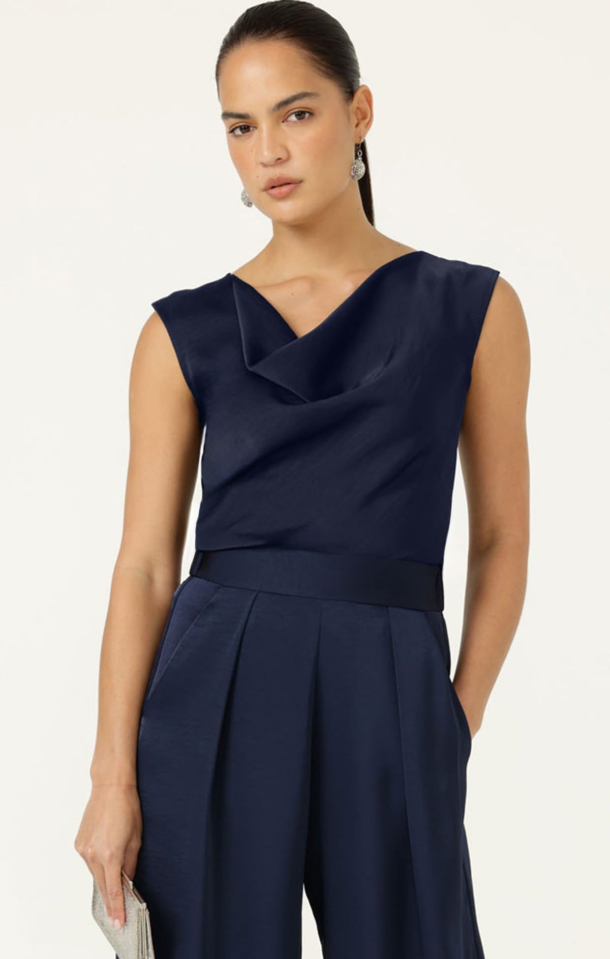 Luxe Cowl Bias Top In Navy by Sacha Drake - image 3