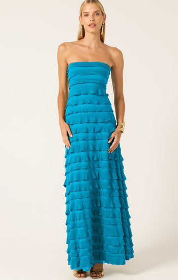 Maddison Dress In Aqua Blue by Sacha Drake