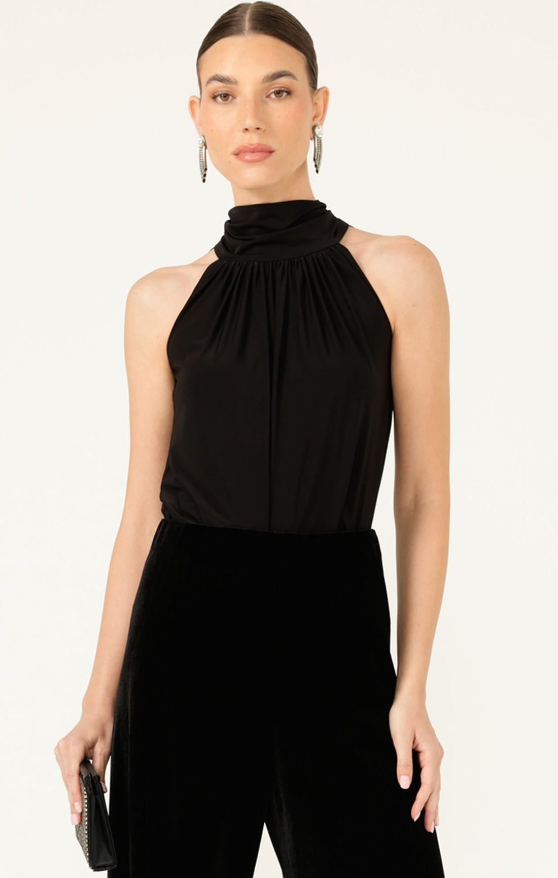 High Neck Tie Top In Black by Sacha Drake