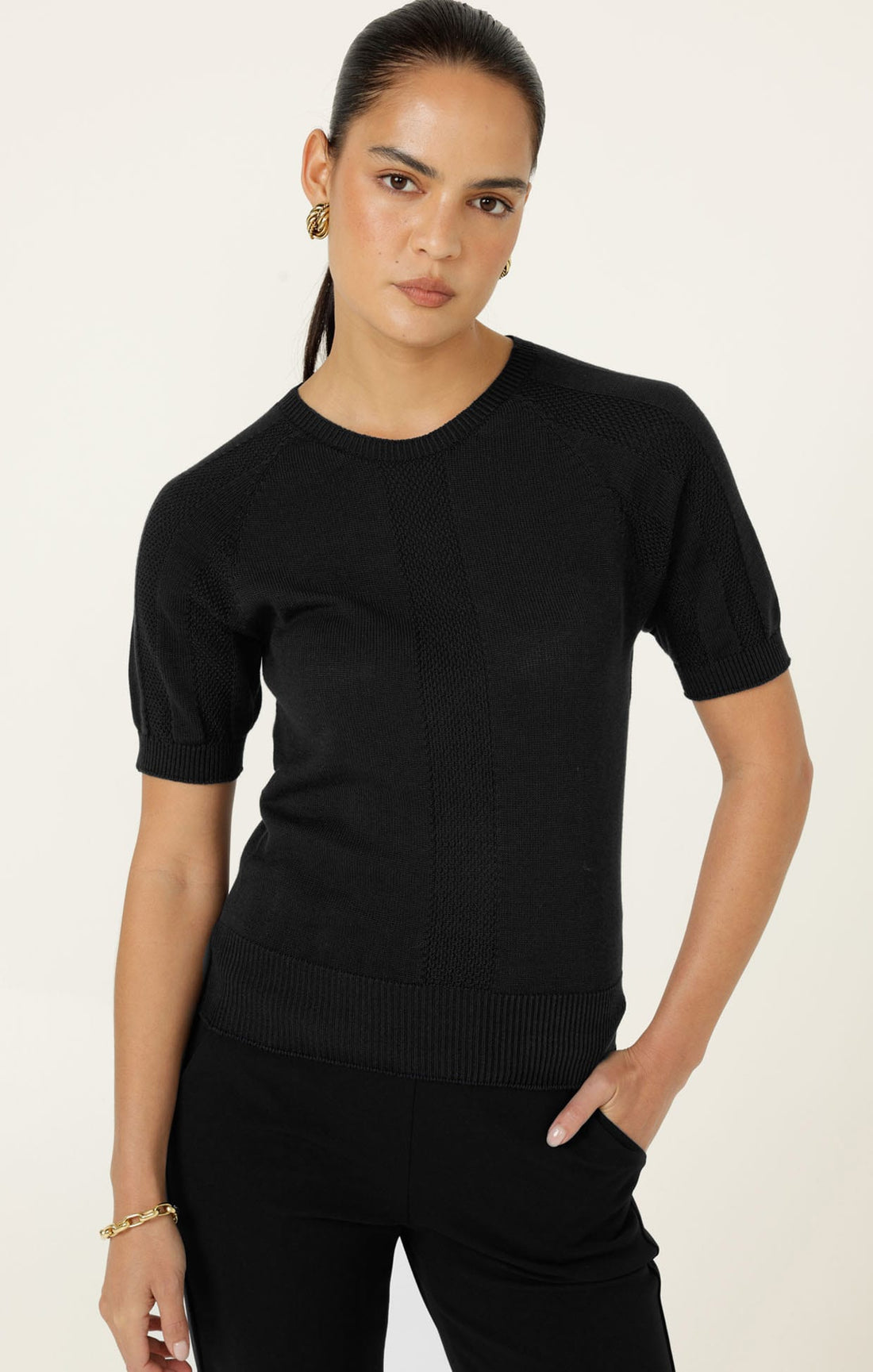 Raglan Knit Top In Black by Sacha Drake