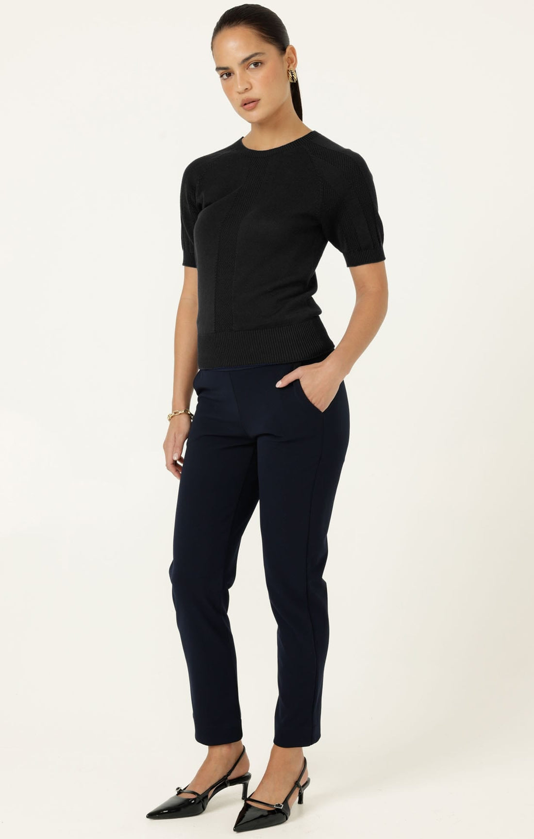 Raglan Knit Top In Black by Sacha Drake