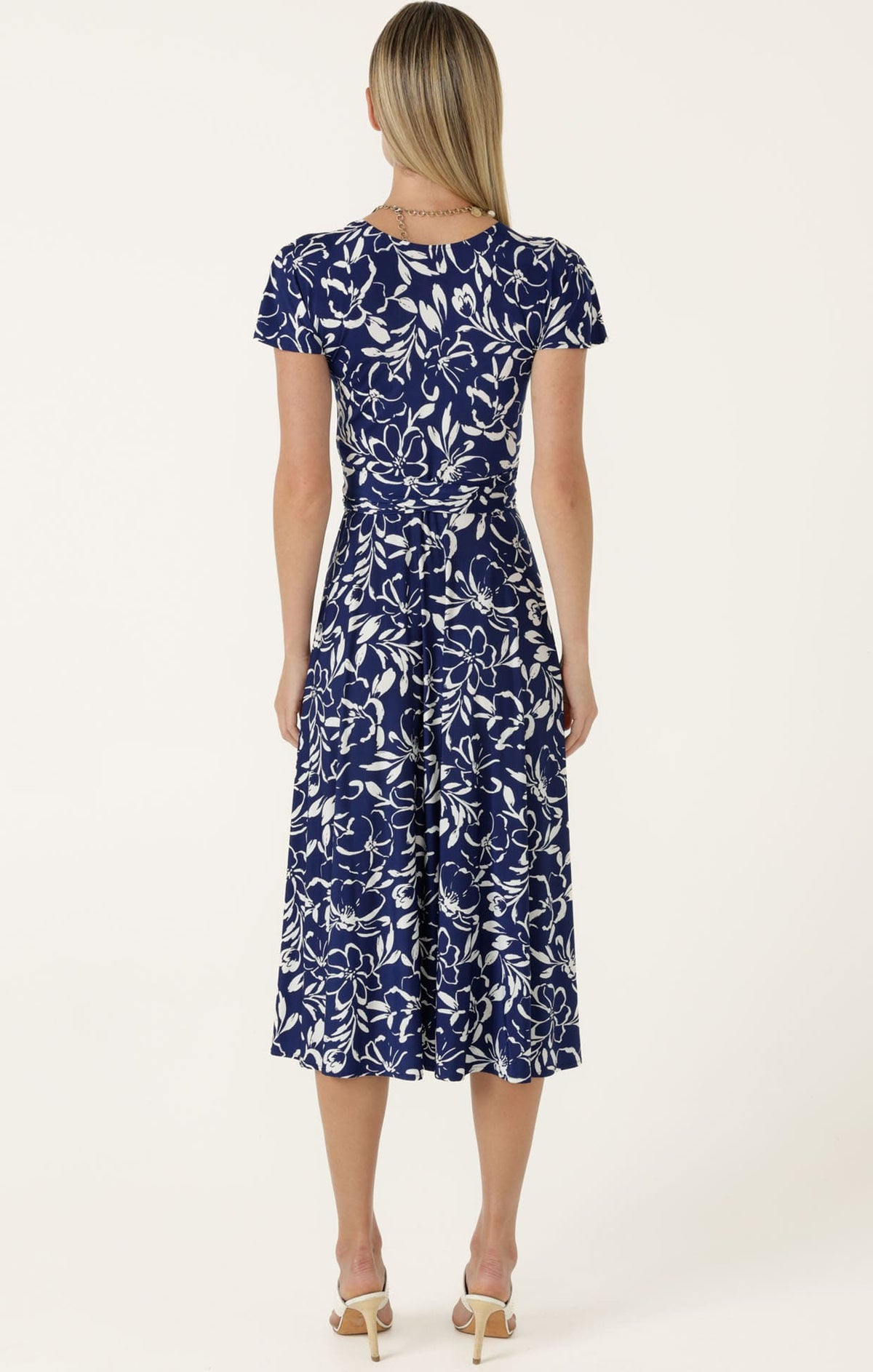 Reverse Wrap Midi Dress In Navy White Floral by Sacha Drake - image 7
