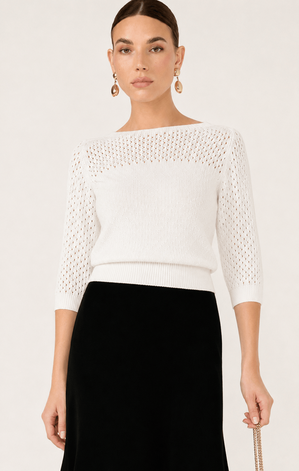 3/4 Sleeve Ripple Knit Top In Ivory by Sacha Drake - image 2