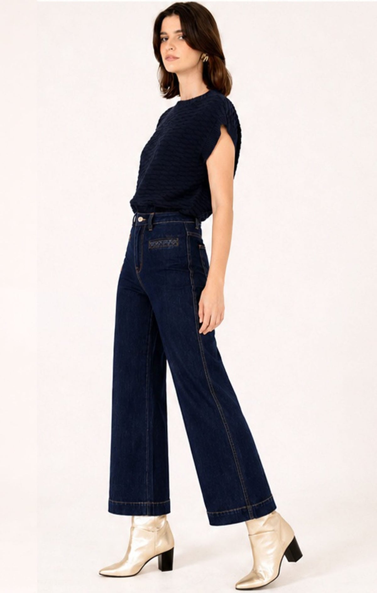 Freya Wide Leg Plait Pocket Jean In Palisade Blue by Sacha Drake - image 4