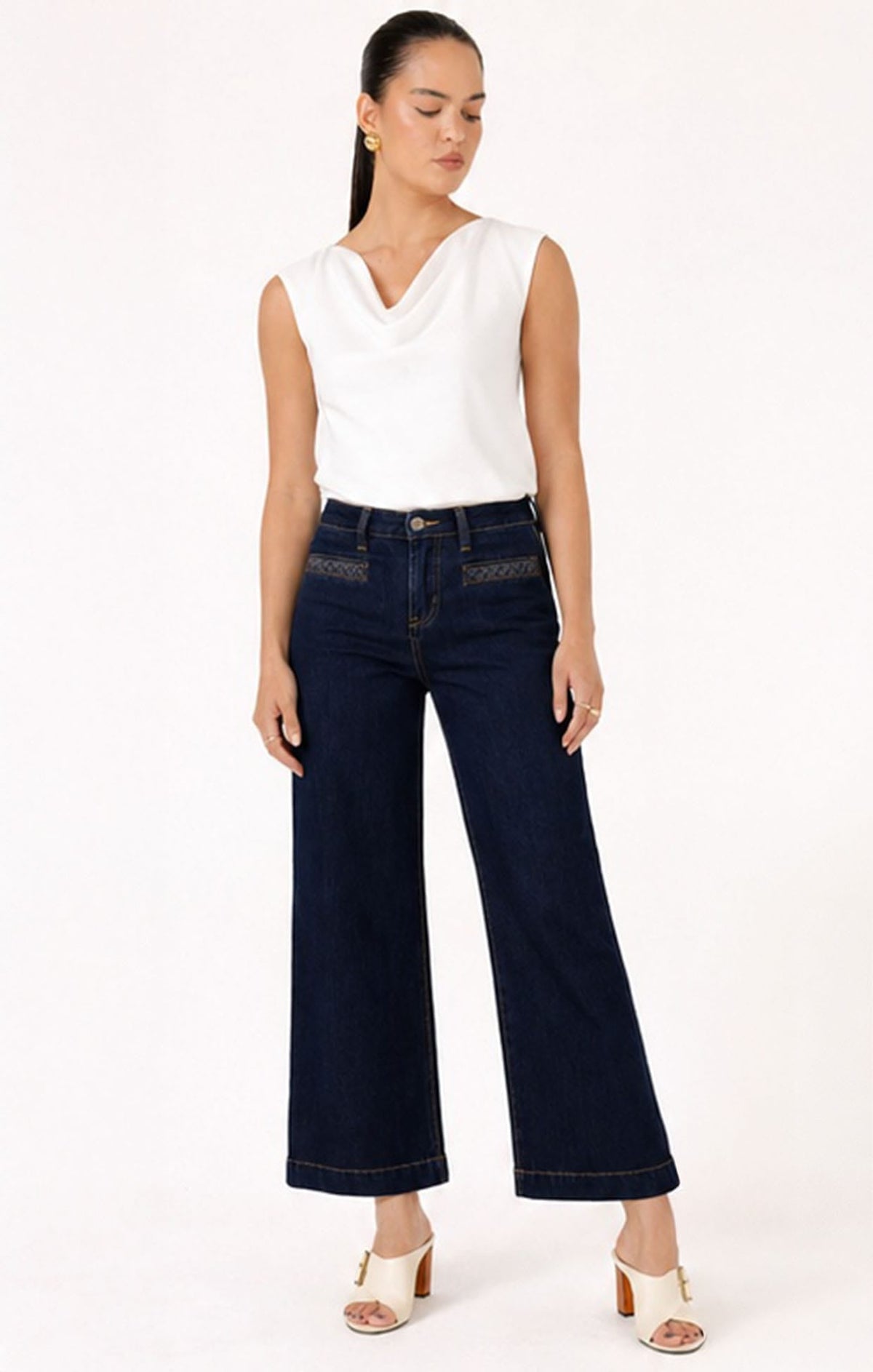 Freya Wide Leg Plait Pocket Jean In Palisade Blue by Sacha Drake - image 3
