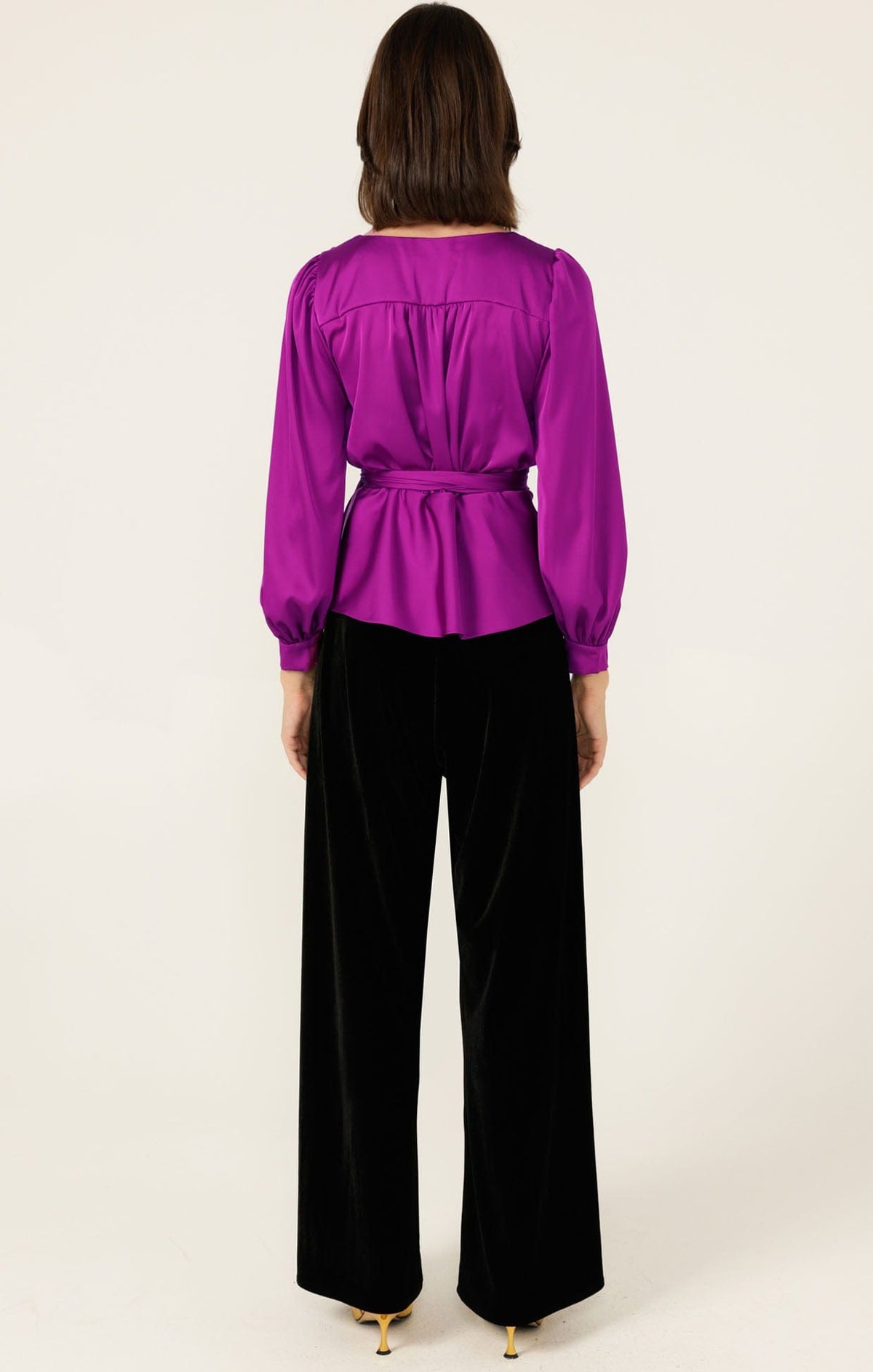 Satin Faux Wrap Top In Magenta by Sacha Drake - image 8
