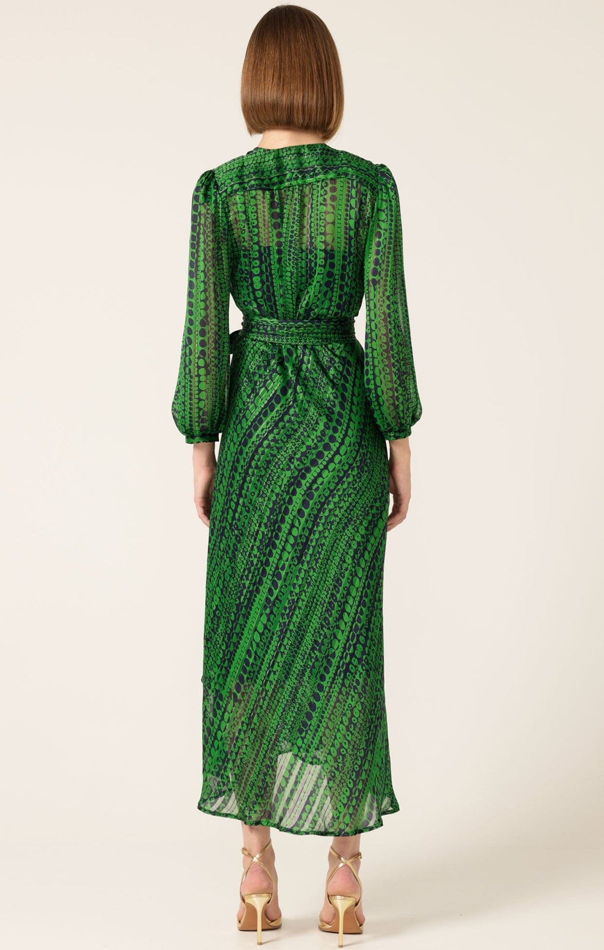 Savoir Midi Wrap Dress In Navy Green by Sacha Drake - image 9