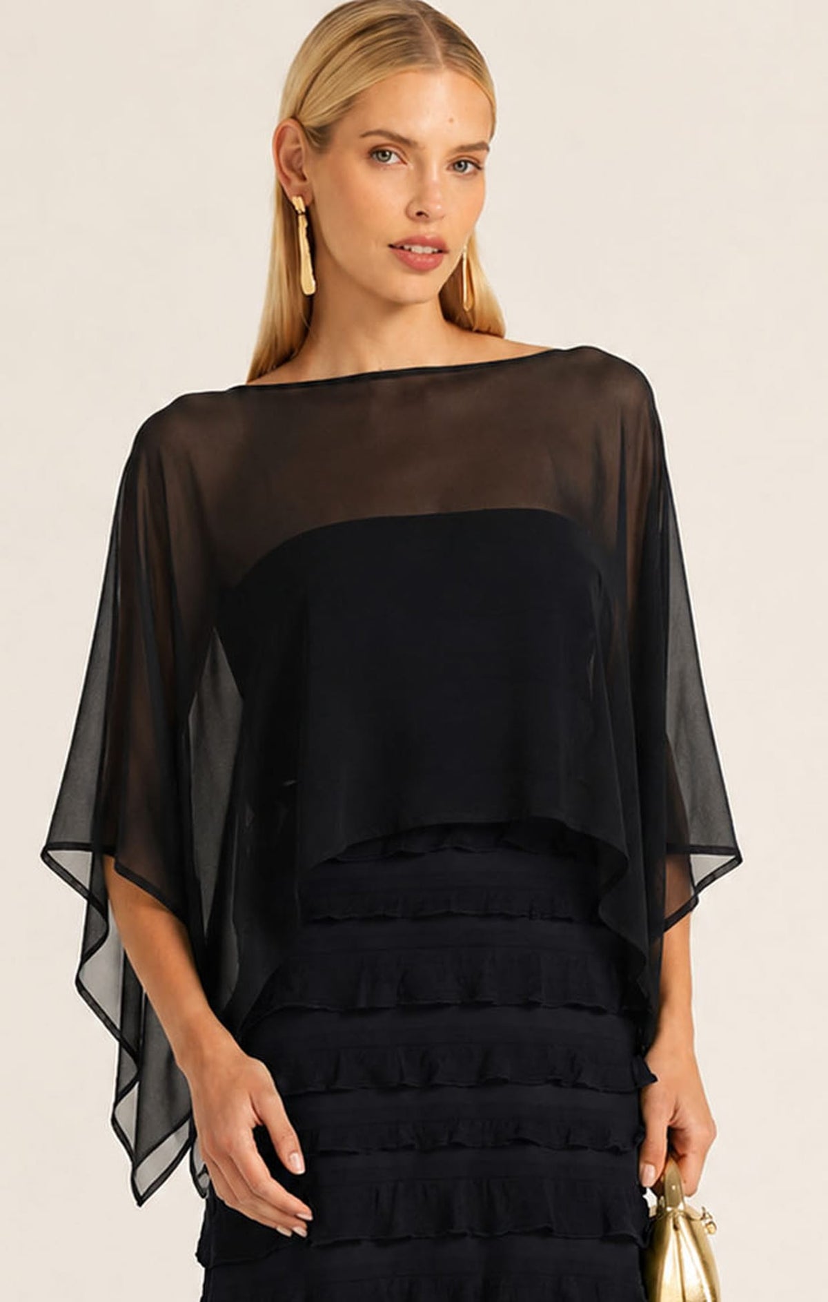 Sheer Silk Cape In Black by Sacha Drake - image 4