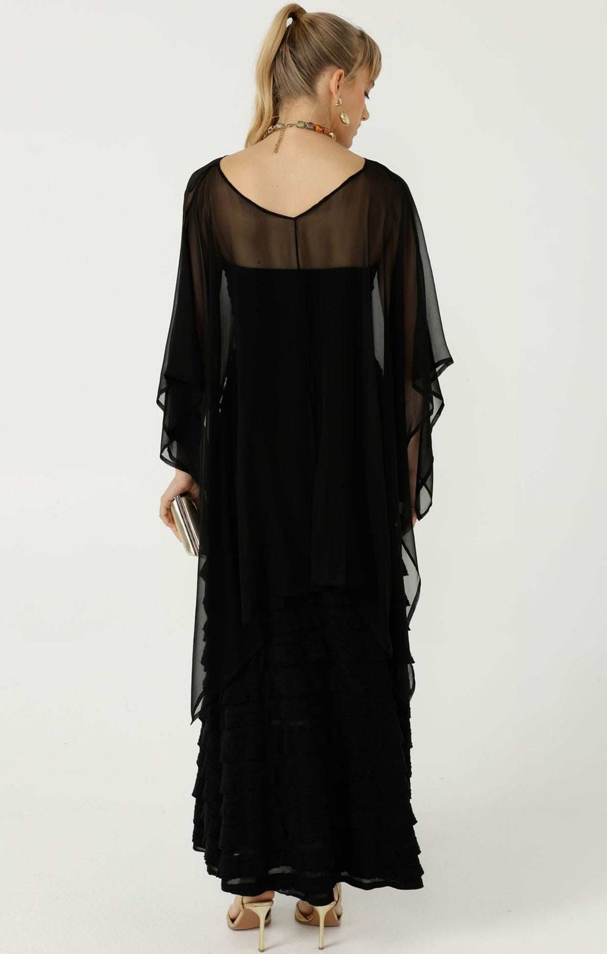 Sheer Silk Cape In Black by Sacha Drake - image 9