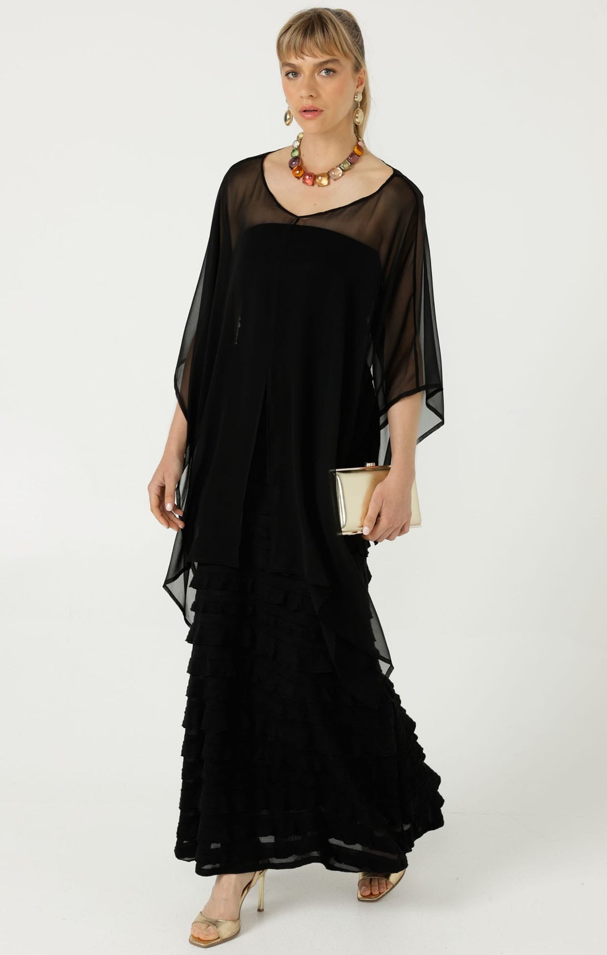 Sheer Silk Cape In Black by Sacha Drake - image 2