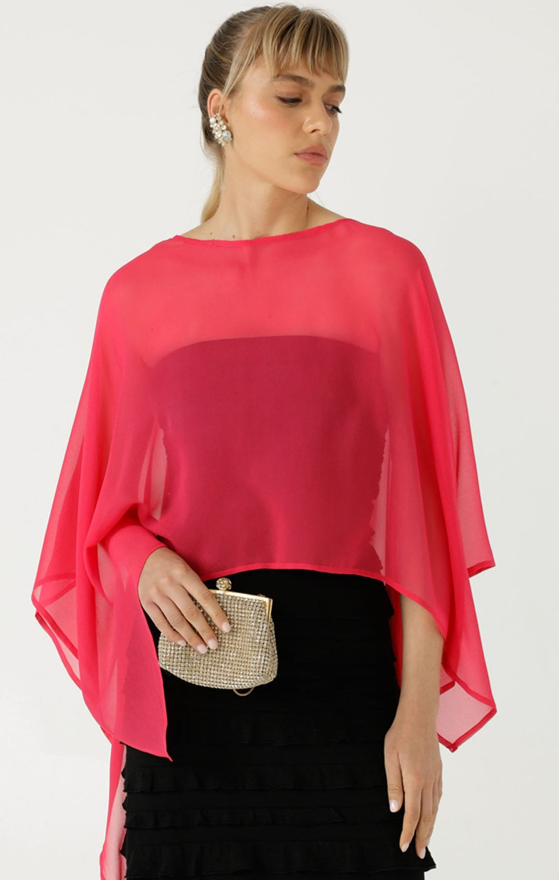 Sheer Silk Cape In Pink by Sacha Drake