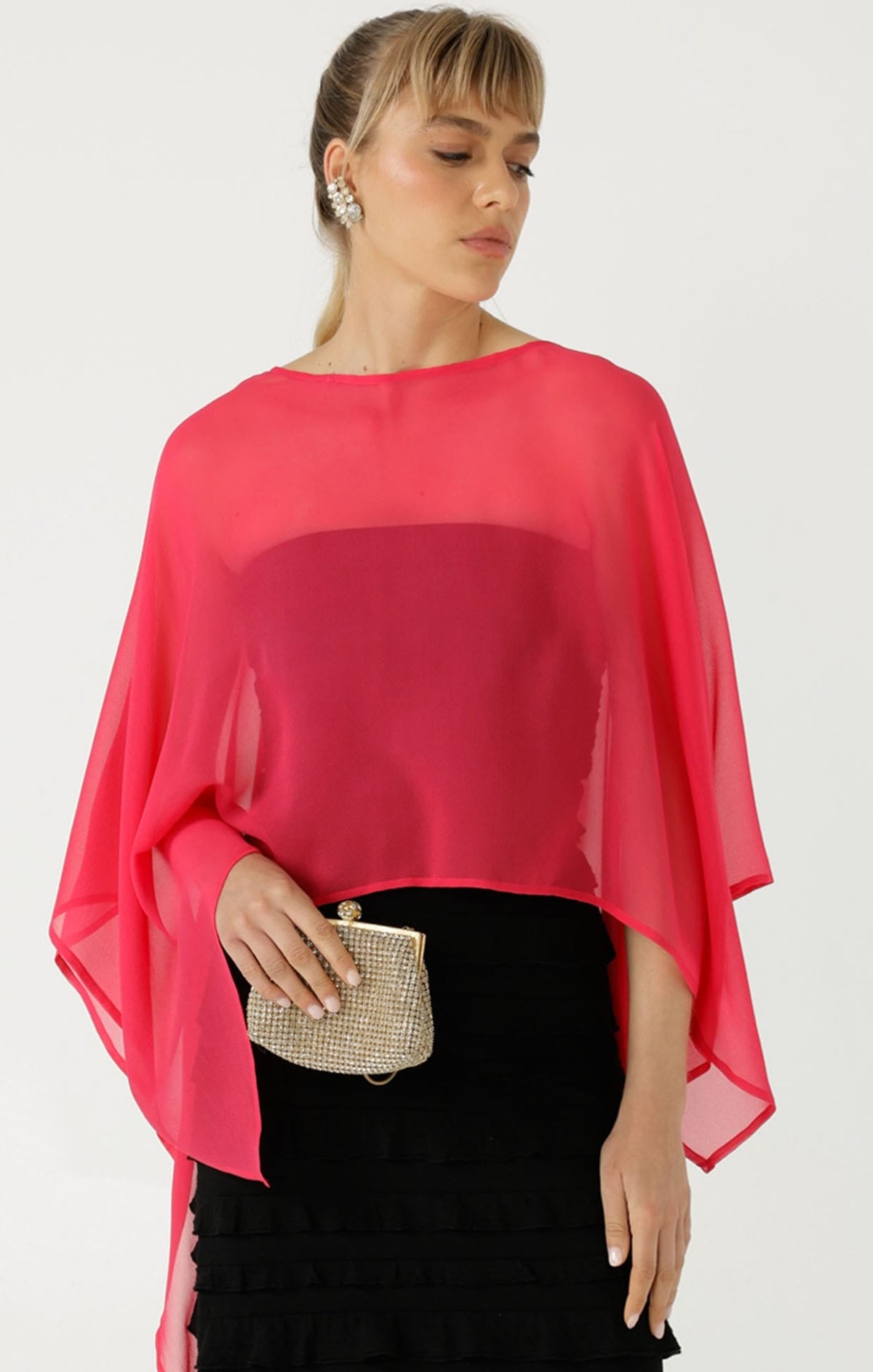 Sheer Silk Cape In Pink by Sacha Drake - image 2