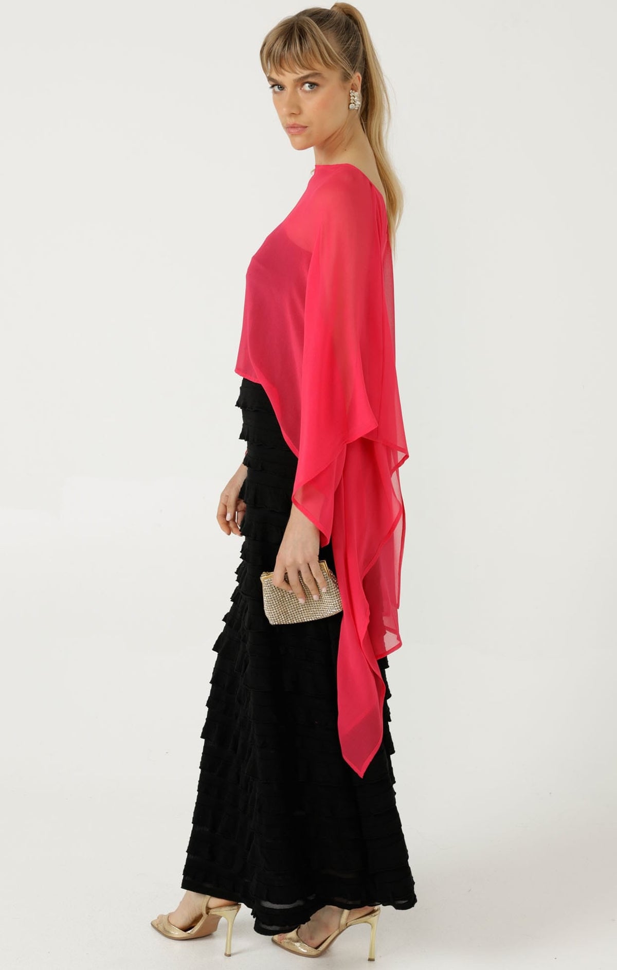 Sheer Silk Cape In Pink by Sacha Drake - image 8