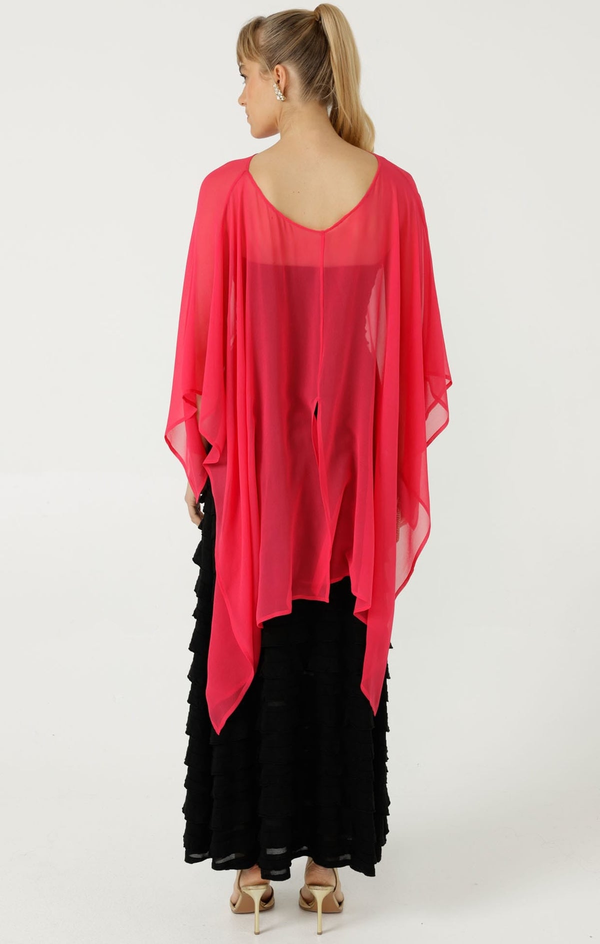 Sheer Silk Cape In Pink by Sacha Drake - image 9