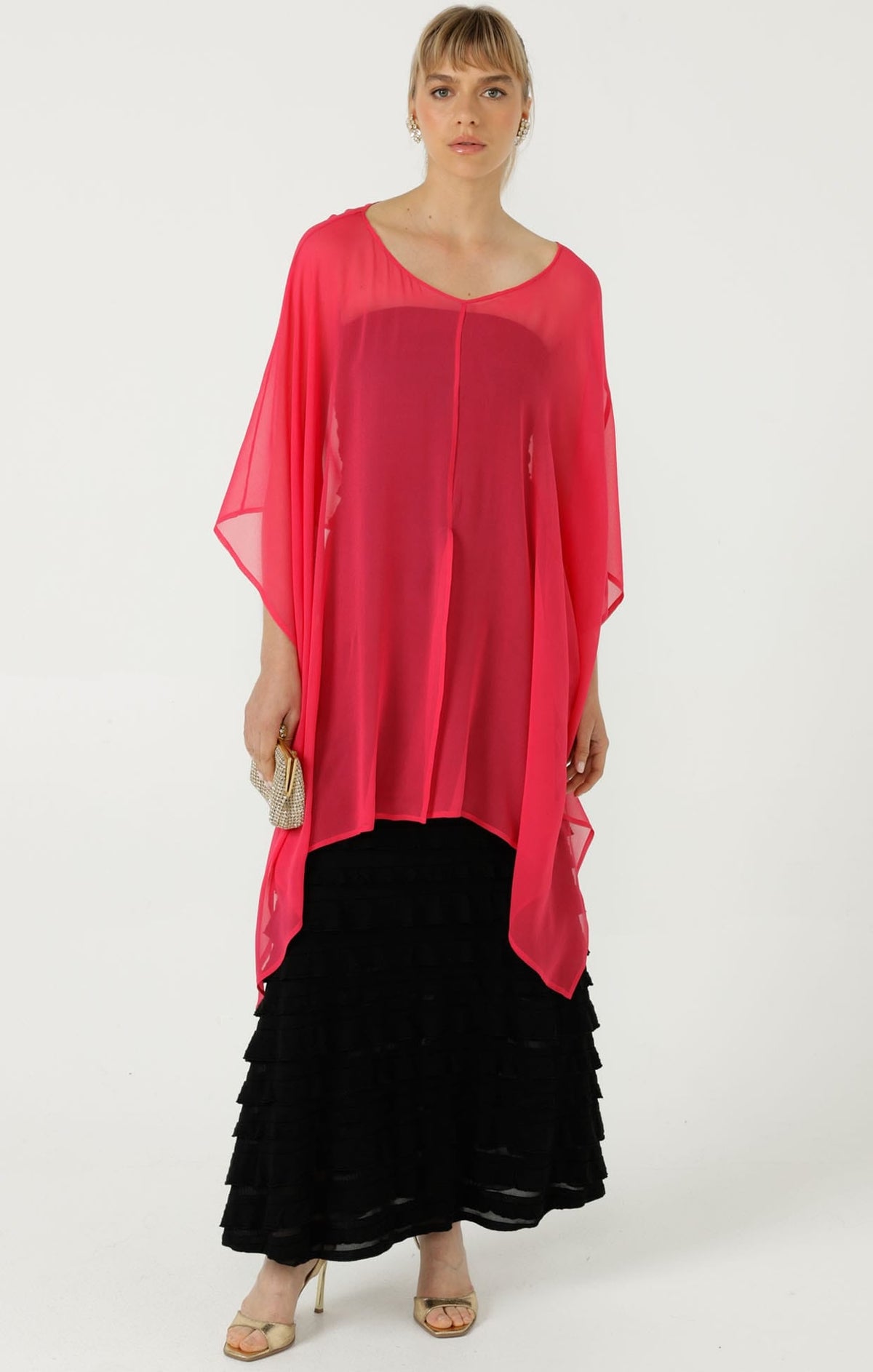 Sheer Silk Cape In Pink by Sacha Drake - image 3