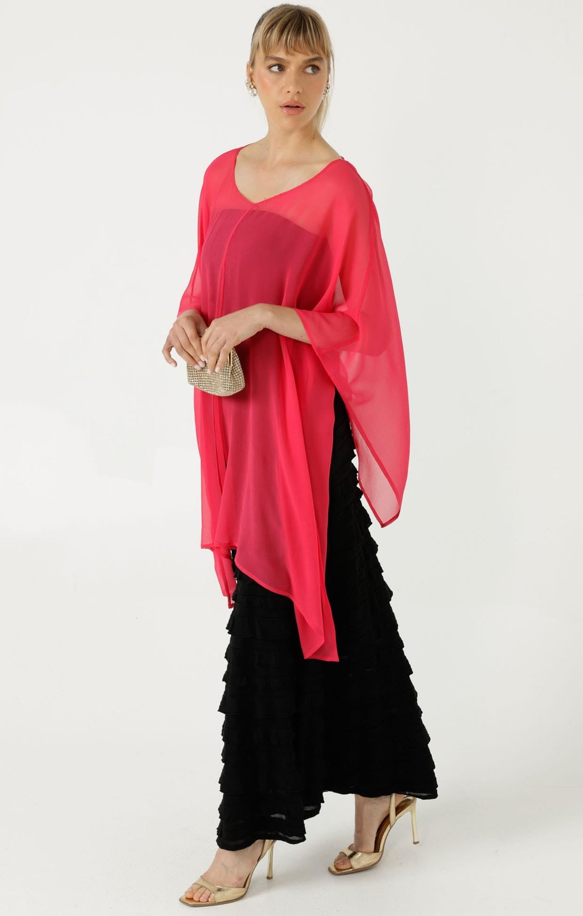 Sheer Silk Cape In Pink by Sacha Drake - image 4