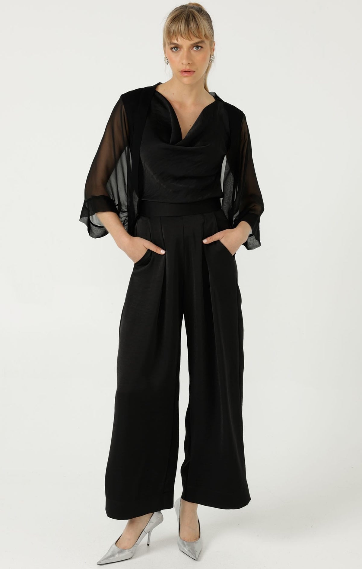 Sheer Silk Kimono In Black by Sacha Drake - image 4