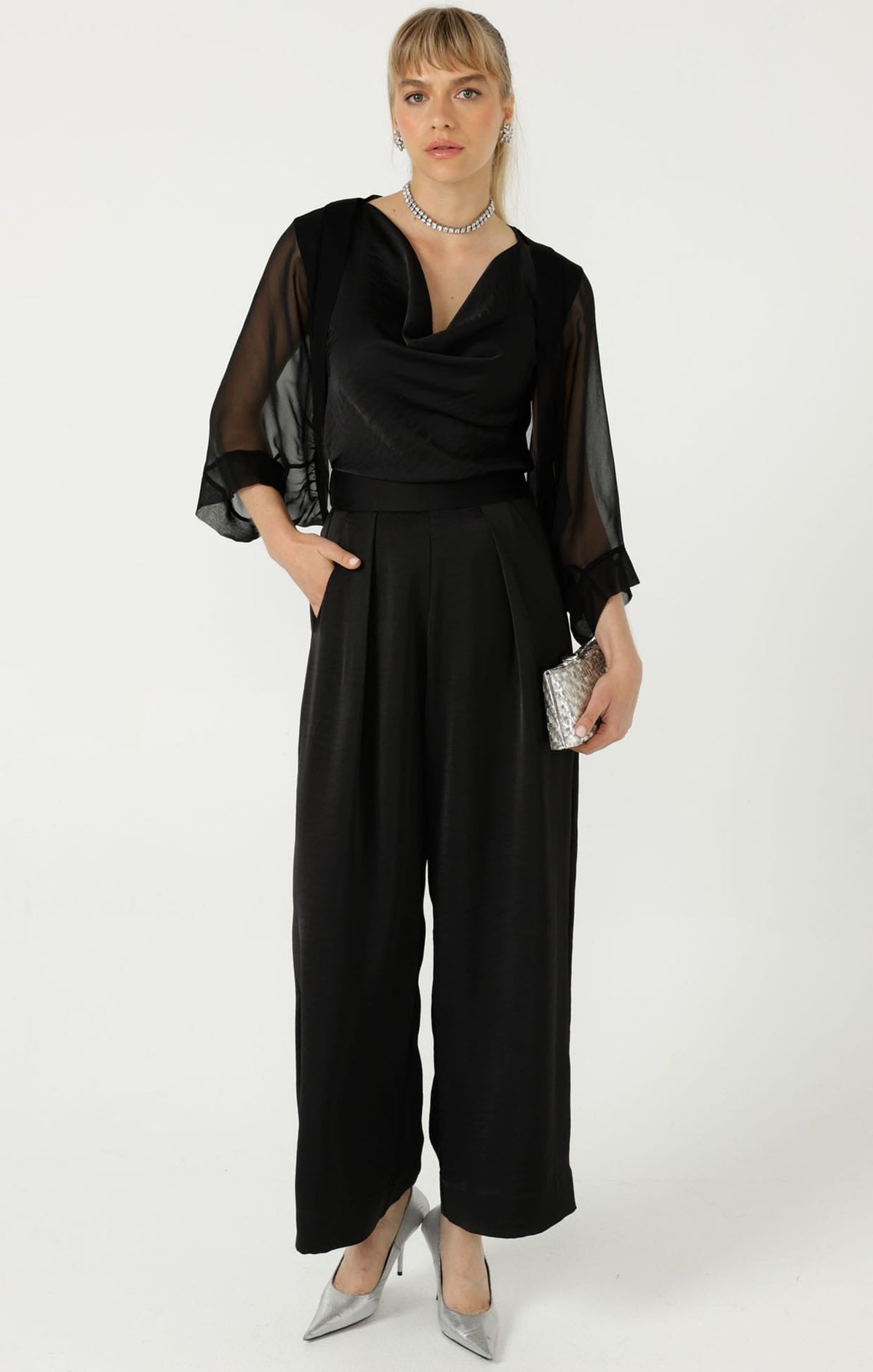 Sheer Silk Kimono In Black by Sacha Drake - image 2