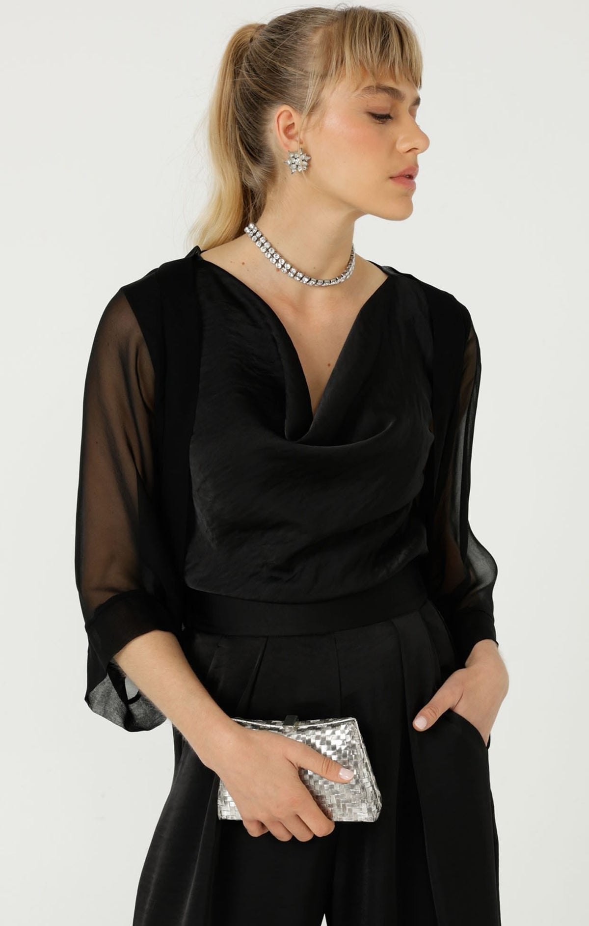 Sheer Silk Kimono In Black by Sacha Drake - image 5