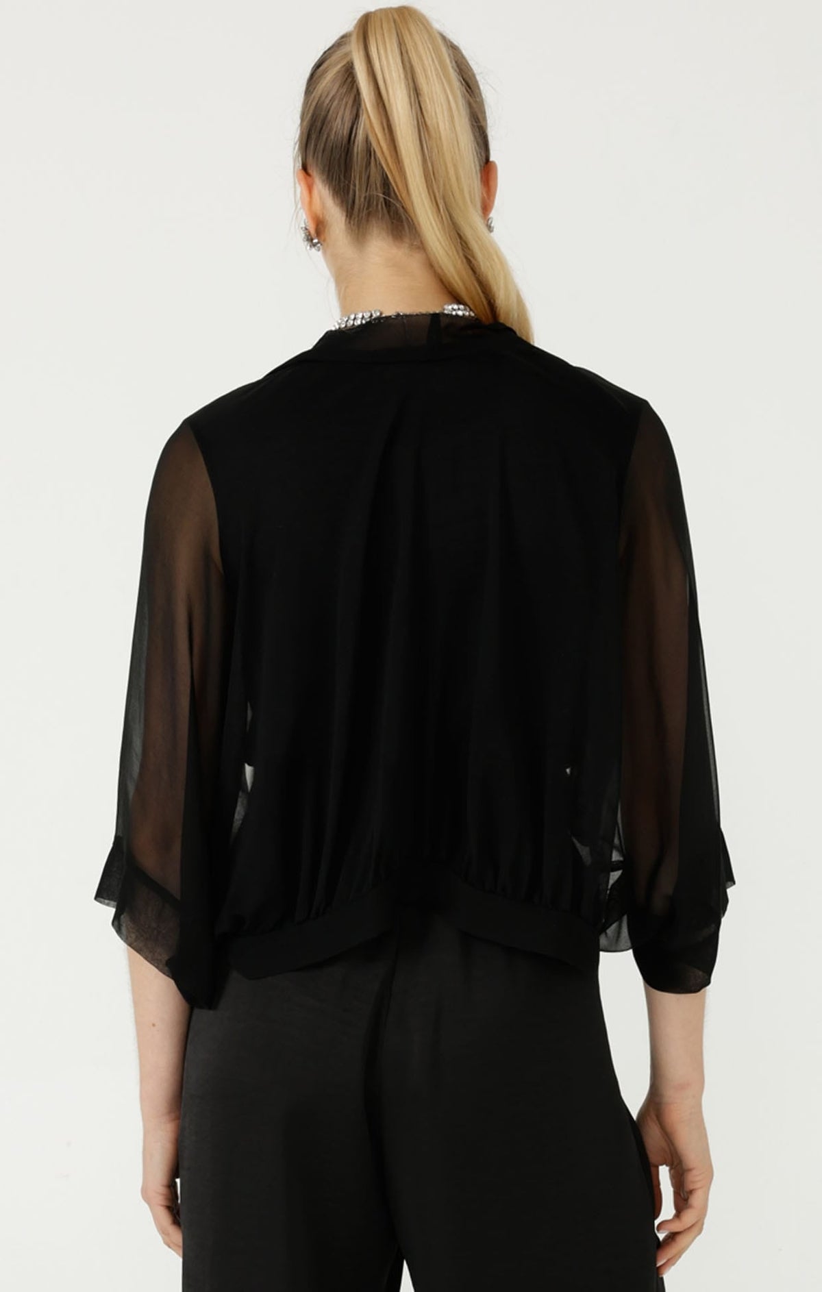 Sheer Silk Kimono In Black by Sacha Drake - image 7
