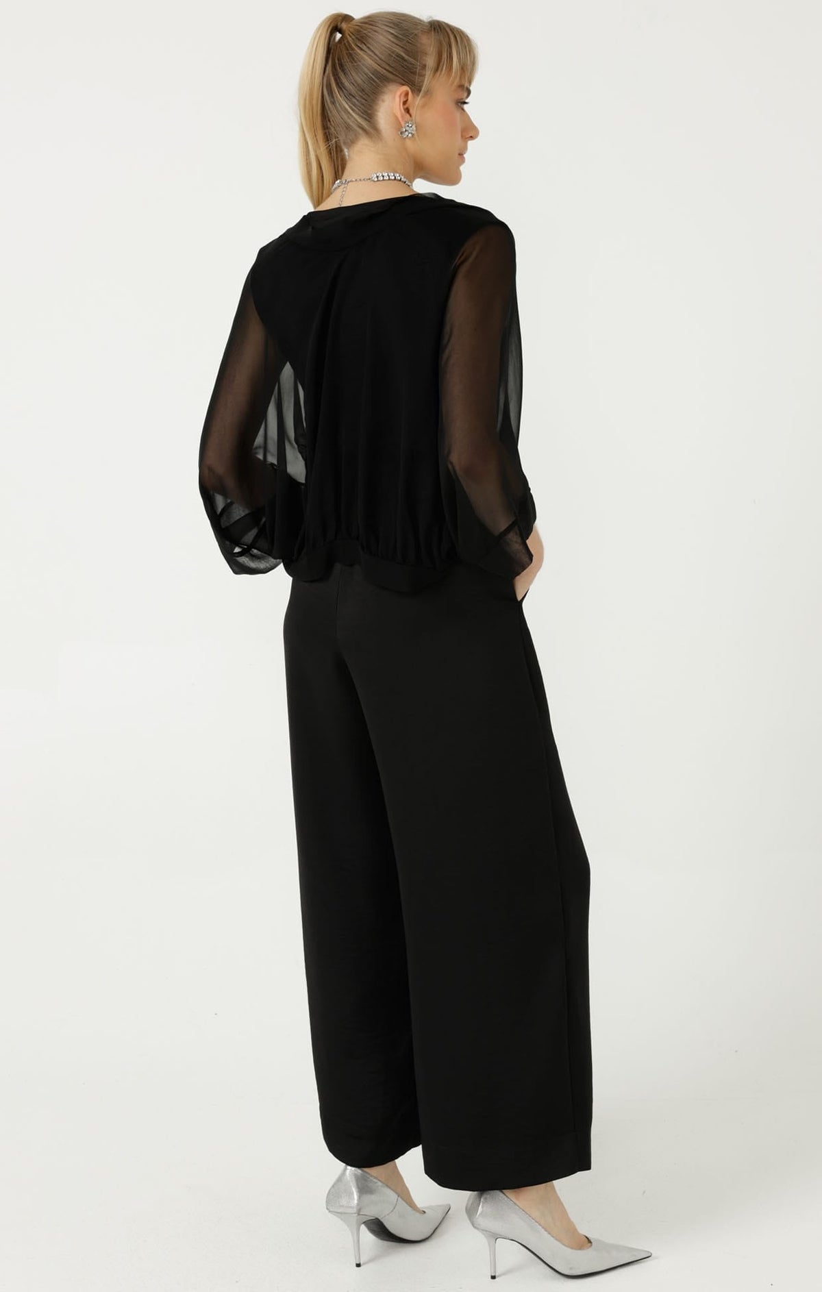 Sheer Silk Kimono In Black by Sacha Drake - image 6