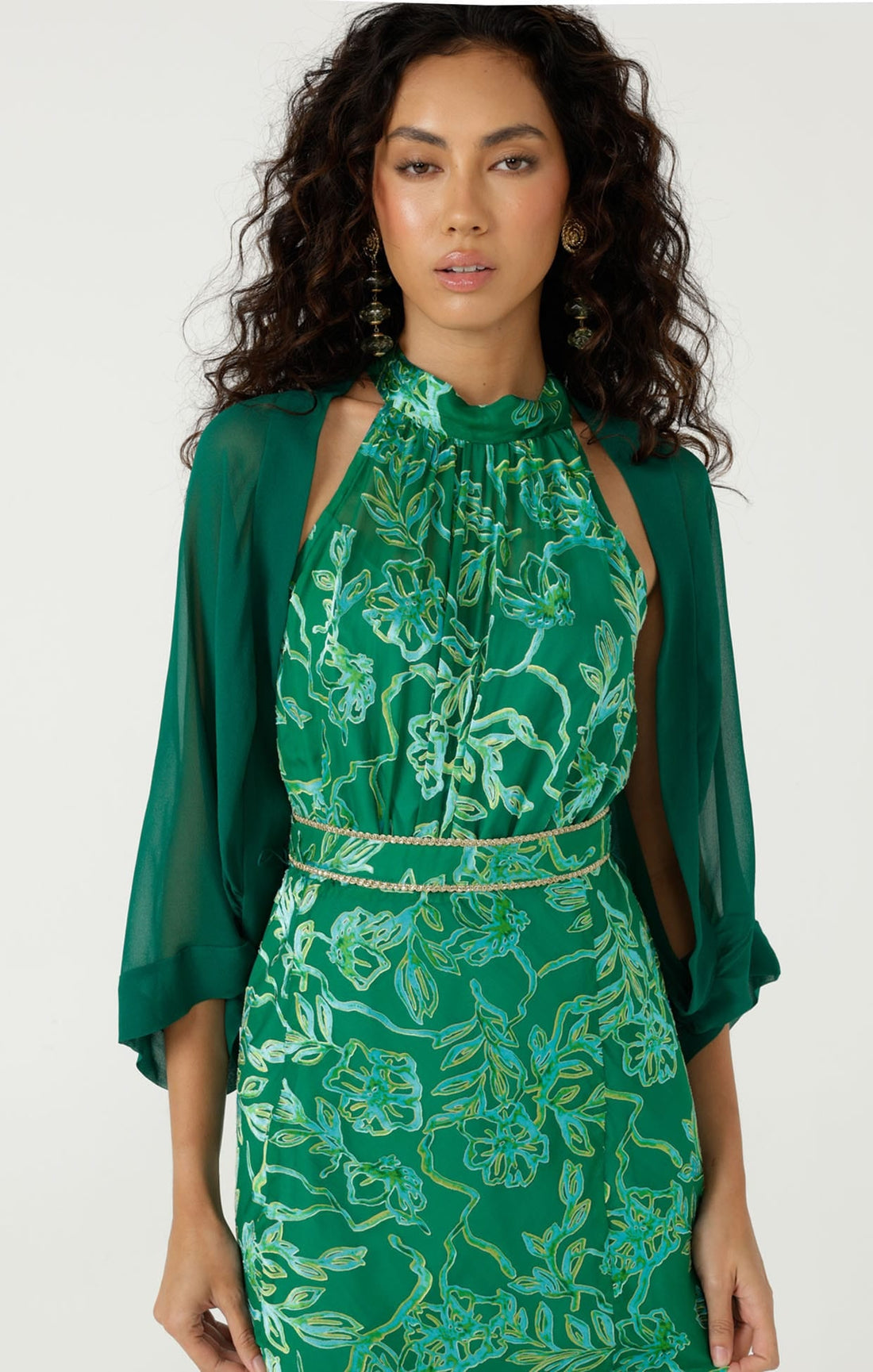 Sheer Silk Kimono In Green by Sacha Drake